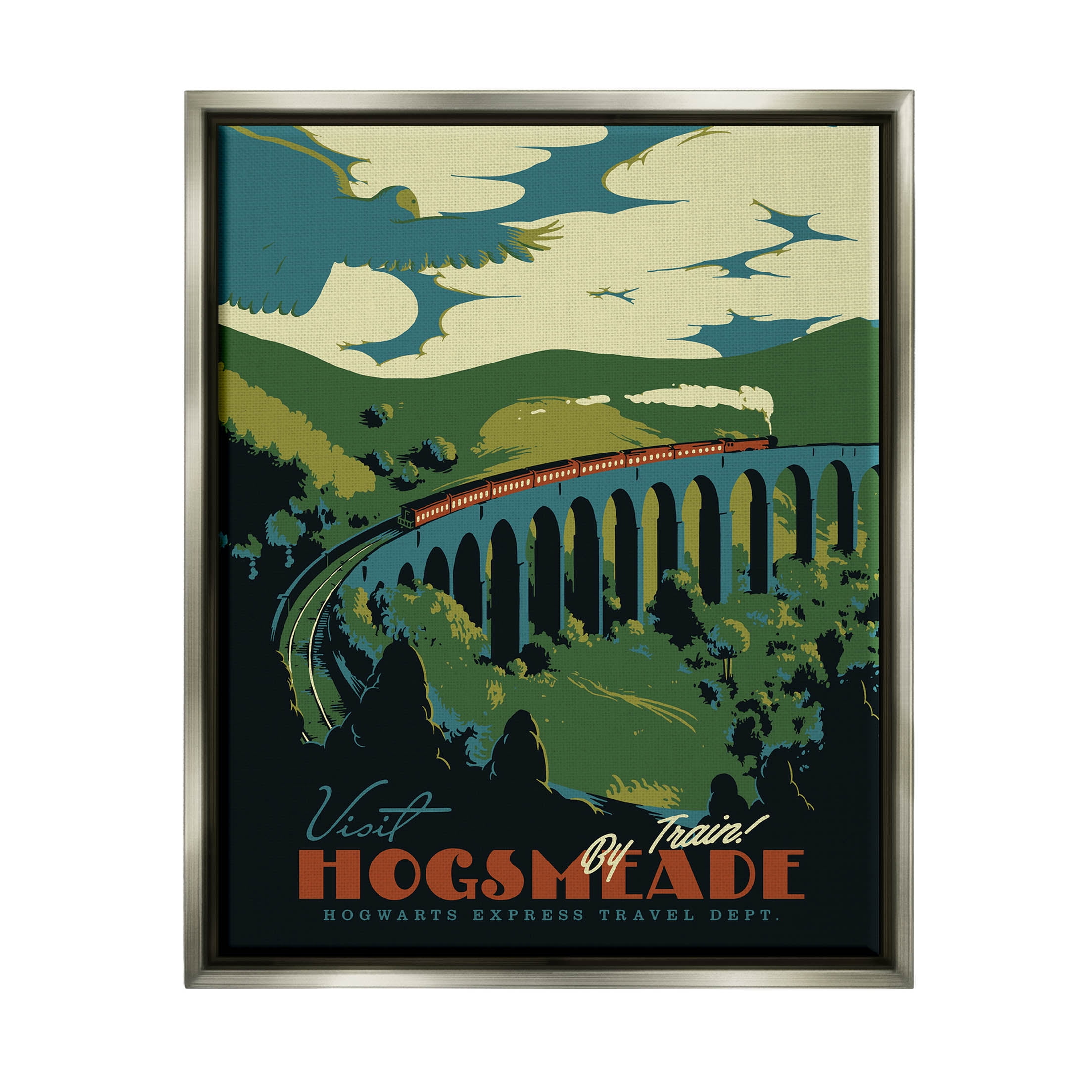 Stupell Industries Hogsmeade By Train Fantasy Literature Graphic Art Luster Gray Floating Framed Canvas Print Wall Art, Design by Matheus Lopes Castro