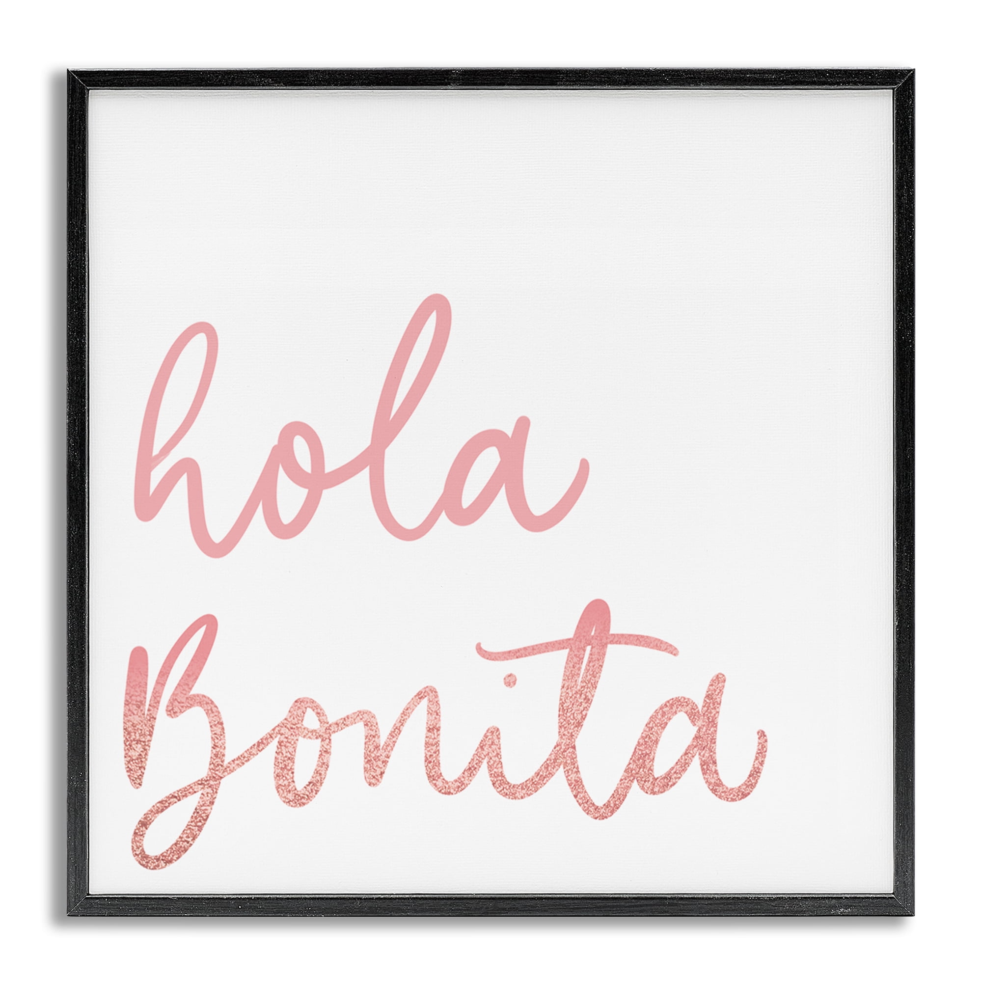 Stupell Industries Hola Bonita Rosa Inspirational Quotes & Sayings Painting Gray Framed Art Print Wall Art, 17 x 17