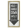 thumbnail image 1 of Stupell Industries Hold Handle Down Bathroom Arrow Typography Painting Gold Floater Framed Canvas Art Print Wall Art, 11 x 25, 1 of 9