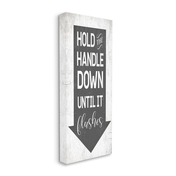 Stupell Industries Hold Handle Down to Flush Bathroom Arrow Canvas Wall Art by Daphne Polselli