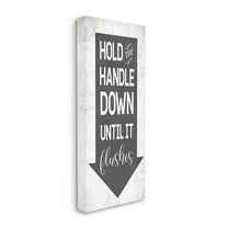 Stupell Industries Hold Handle Down to Flush Bathroom Arrow Canvas Wall Art by Daphne Polselli