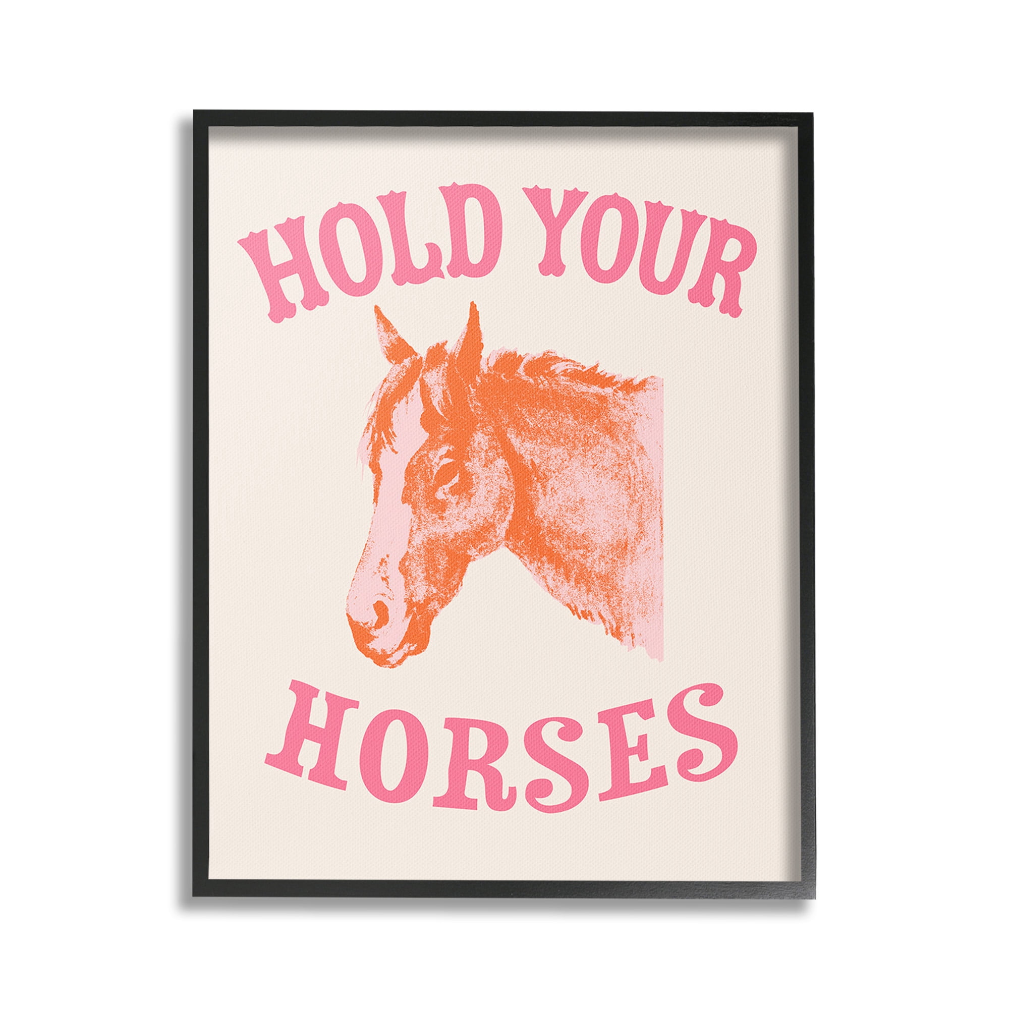 Stupell Industries Hold Your Horses Phrase Animals & Insects Painting Black Framed Art Print Wall Art, 24 x 30