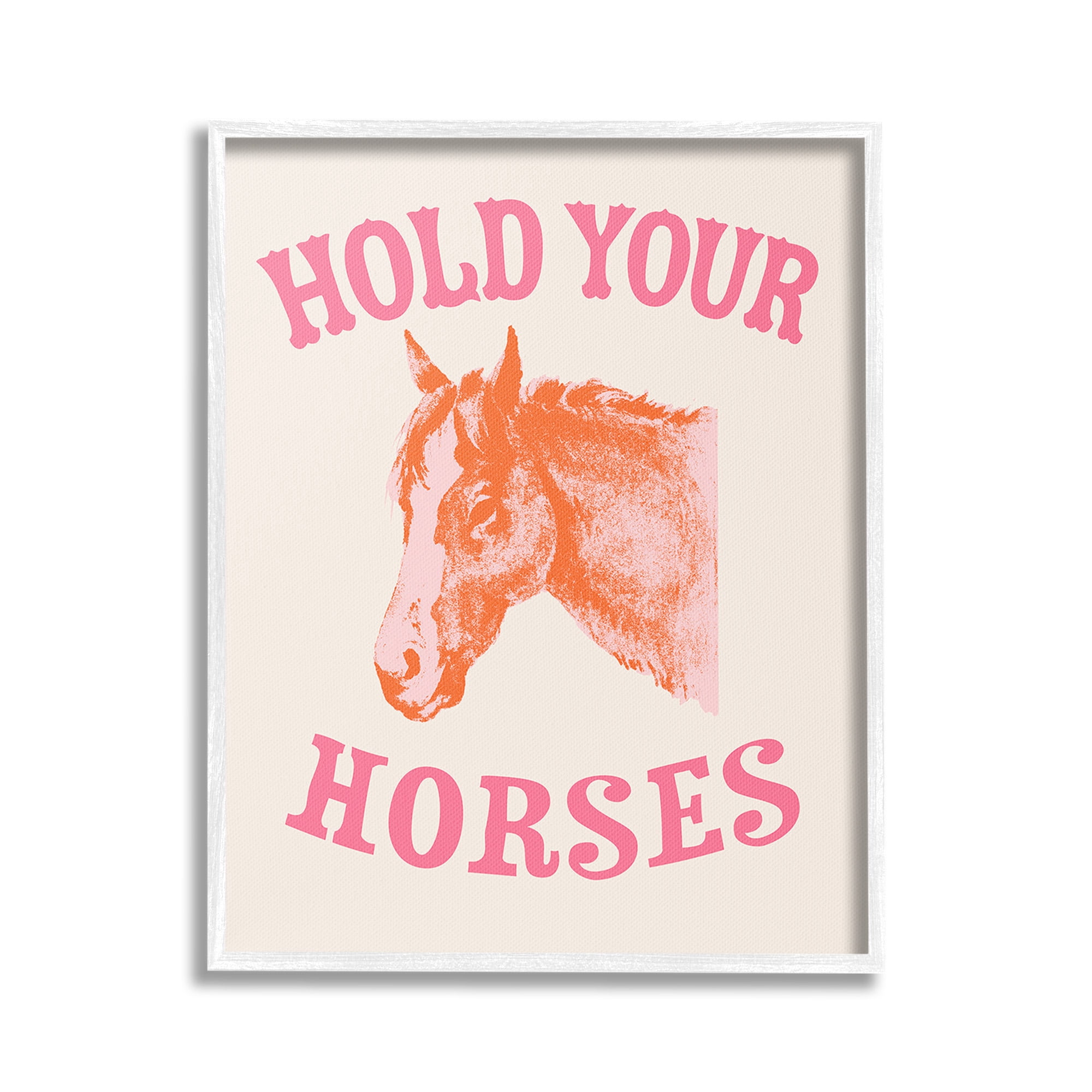 Stupell Industries Hold Your Horses Phrase Animals & Insects Painting White Framed Art Print Wall Art, 16 x 20