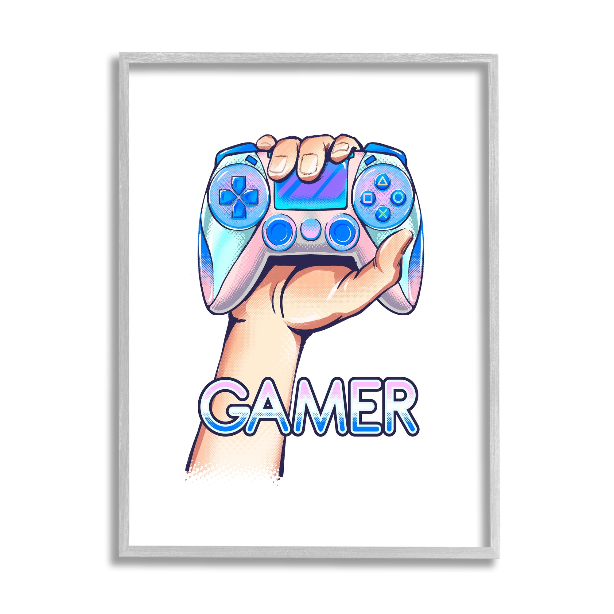 Stupell Industries Holding Gleaming Video Game Controller Gamer Text, 11 x 14, Design by Ziwei Li