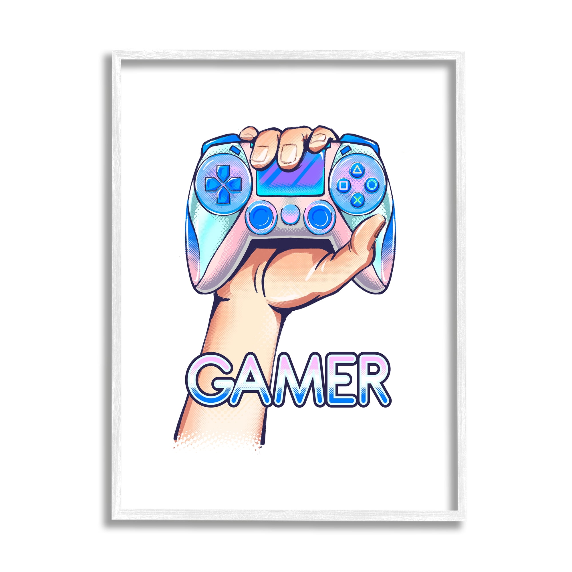 Stupell Industries Holding Gleaming Video Game Controller Gamer Text, 11 x 14, Design by Ziwei Li
