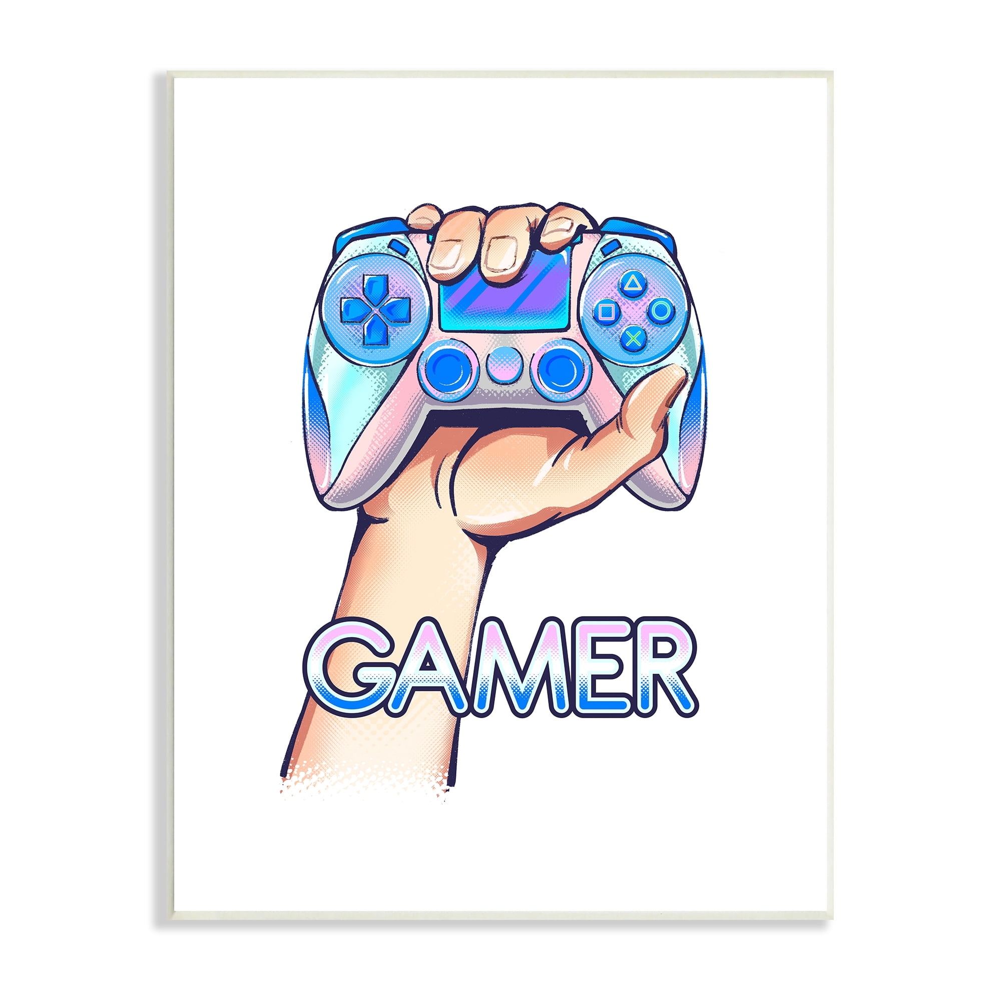 Stupell Industries Holding Gleaming Video Game Controller Gamer Text, 13 x 19, Design by Ziwei Li