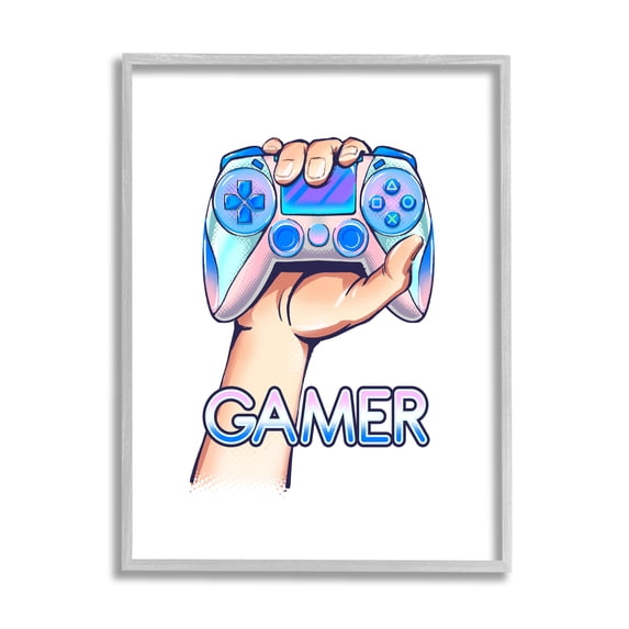 Stupell Industries Holding Gleaming Video Game Controller Gamer Text, 16 x 20, Design by Ziwei Li