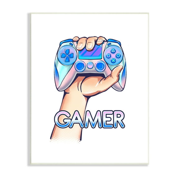 Stupell Industries Holding Gleaming Video Game Controller Gamer Text Graphic Art Unframed Art Print Wall Art, 10x15, by Ziwei Li