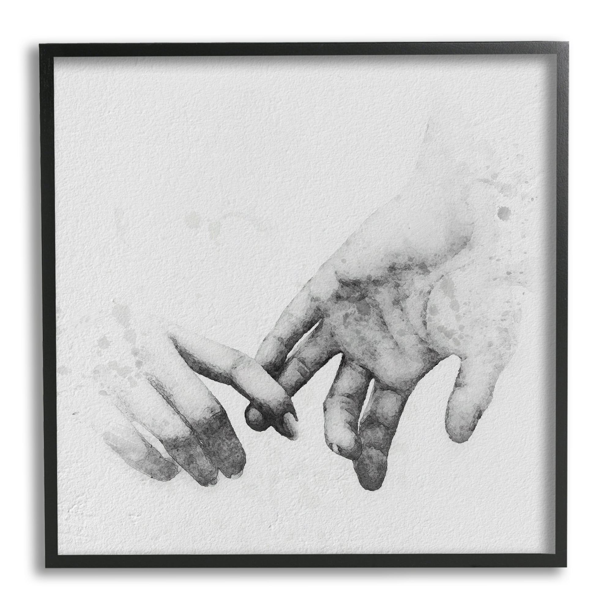 Stupell Industries Holding Hands Drawing Novelty Drawing Black Framed Art Print Wall Art, 12 x 12