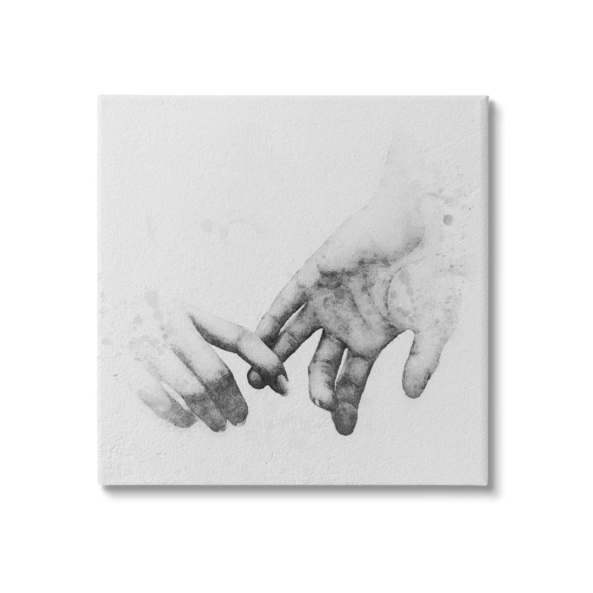 Stupell Industries Holding Hands Drawing Novelty Drawing Gallery Wrapped Canvas Print Wall Art, 24 x 24