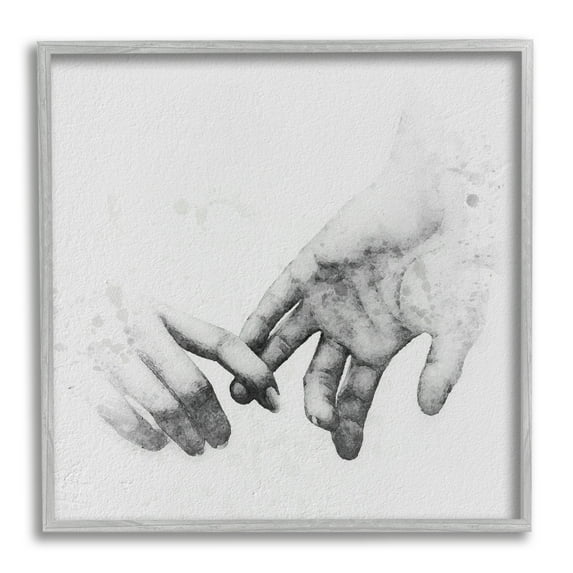 Stupell Industries Holding Hands Drawing Novelty Drawing Gray Framed Art Print Wall Art, 17 x 17