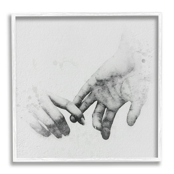 Stupell Industries Holding Hands Drawing Novelty Drawing White Framed Art Print Wall Art, 17 x 17