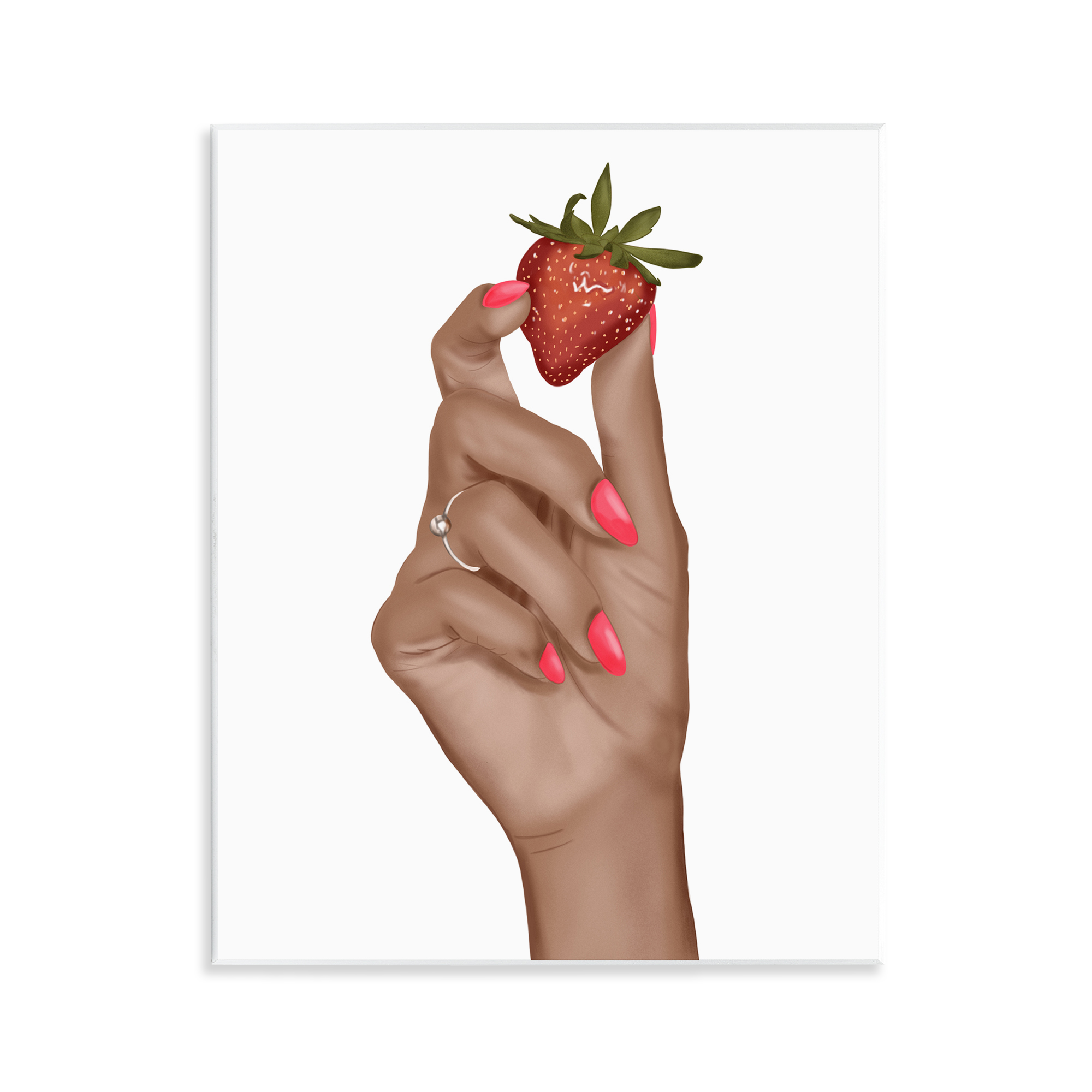 Stupell Industries Holding Juicy Strawberry People Painting Unframed Art Print Wall Art, 11 x 14