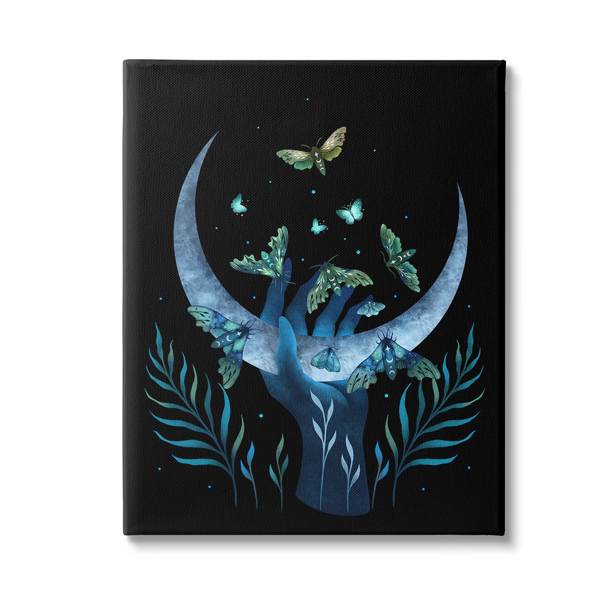 Stupell Industries Holding Moon with Moths Animals & Insects Painting Gallery Wrapped Canvas Art Print Wall Art, 30 x 40