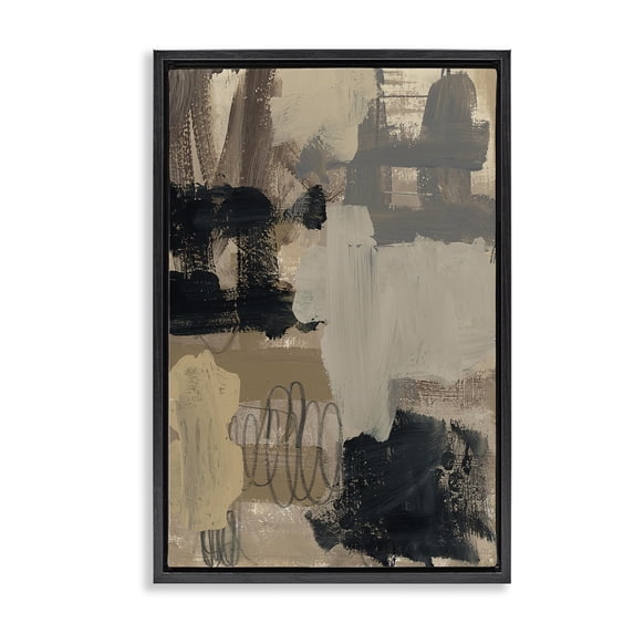 Stupell Industries Contemporary Holding On Composition Black Floating Frame Canvas Art, 21 x 31, by Brent Baker
