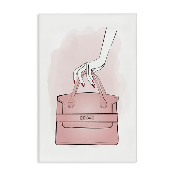 Stupell Industries Holding Pink Purse Beauty & Fashion Painting Gallery Wrapped Canvas Art Print Wall Art, 16 x 24