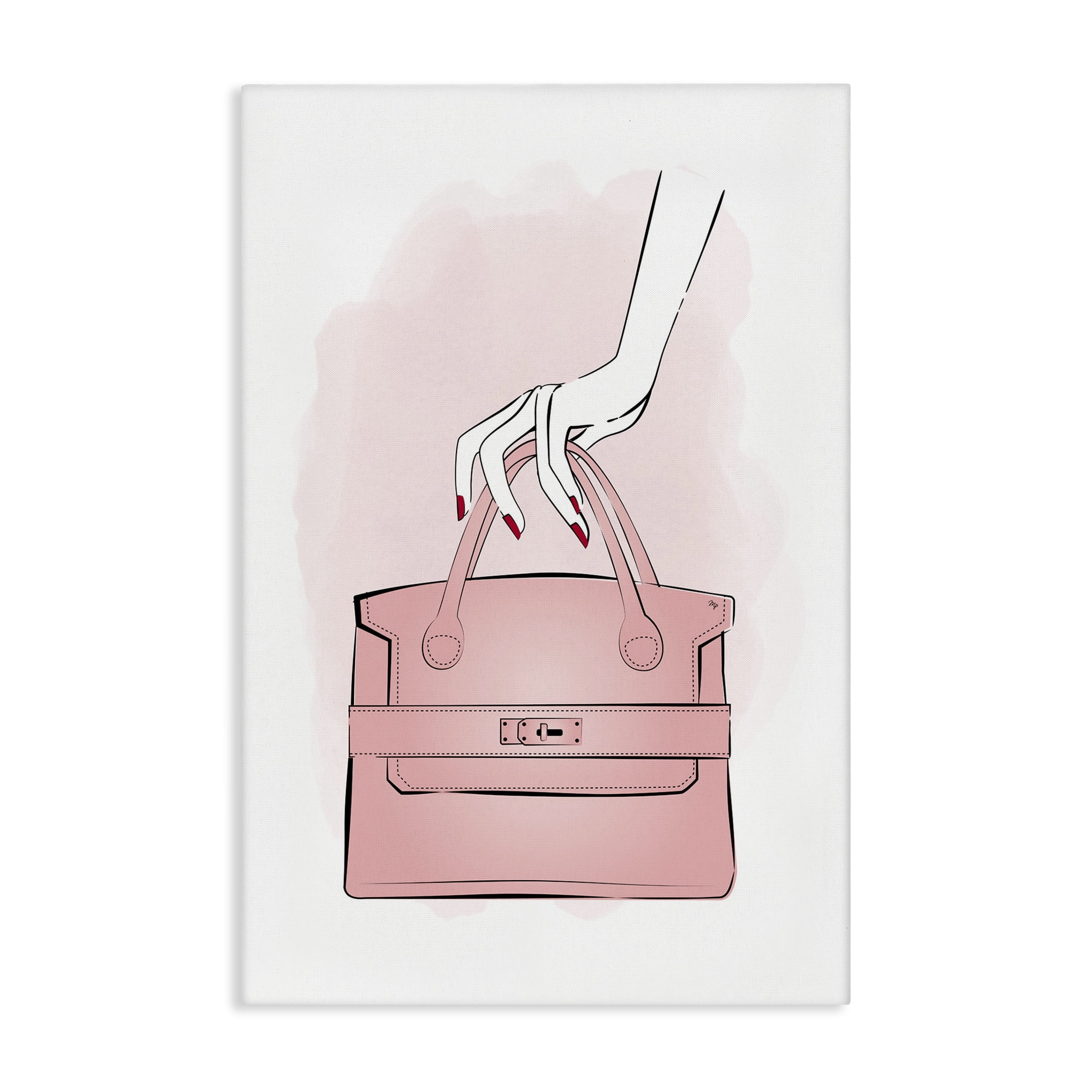 Stupell Industries Holding Pink Purse Beauty & Fashion Painting Gallery Wrapped Canvas Art Print Wall Art, 30 x 45