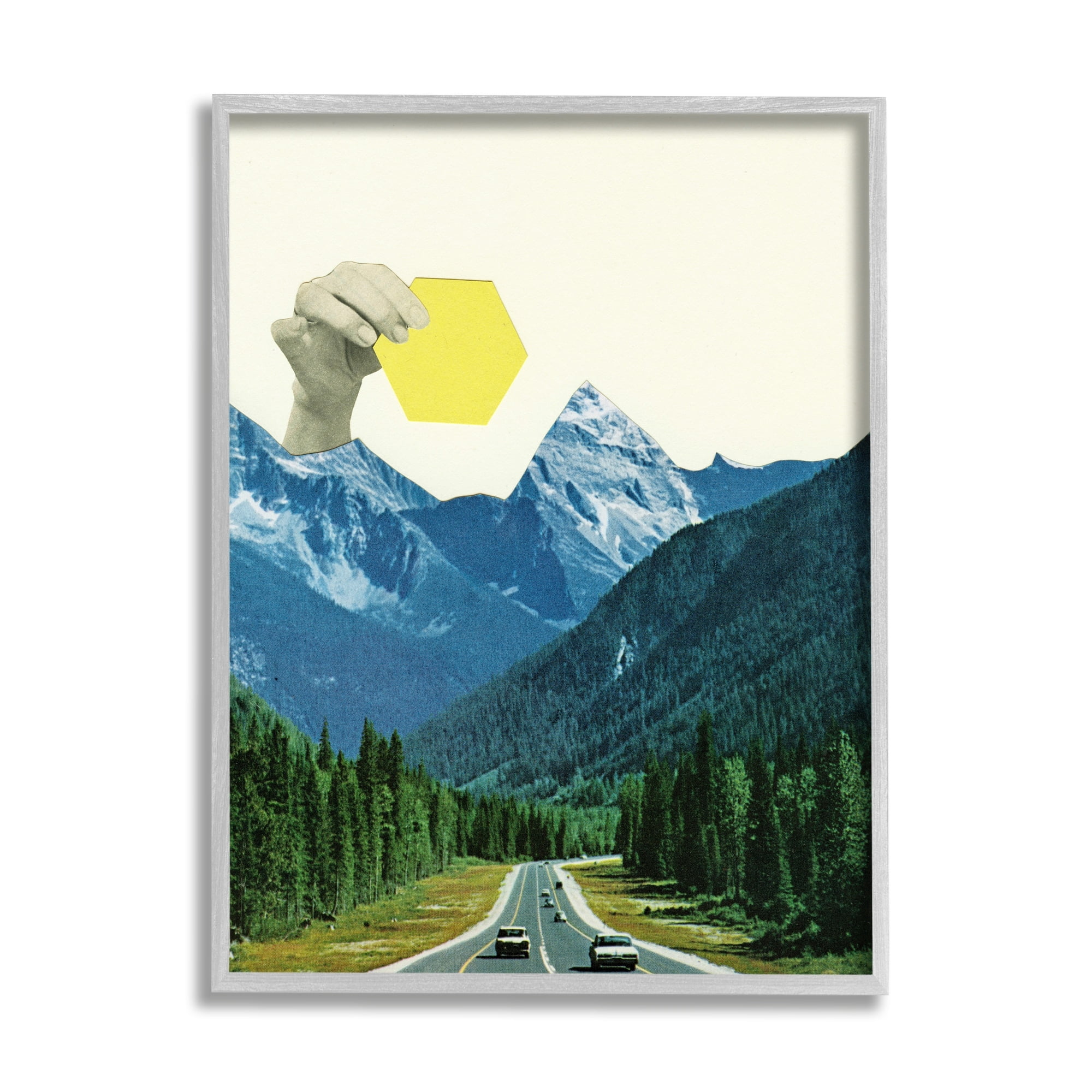 Stupell Industries Holding Sun Surreal Mountain Forest Road Landscape Framed Wall Art, 11 x 14, Design by Cassia Beck