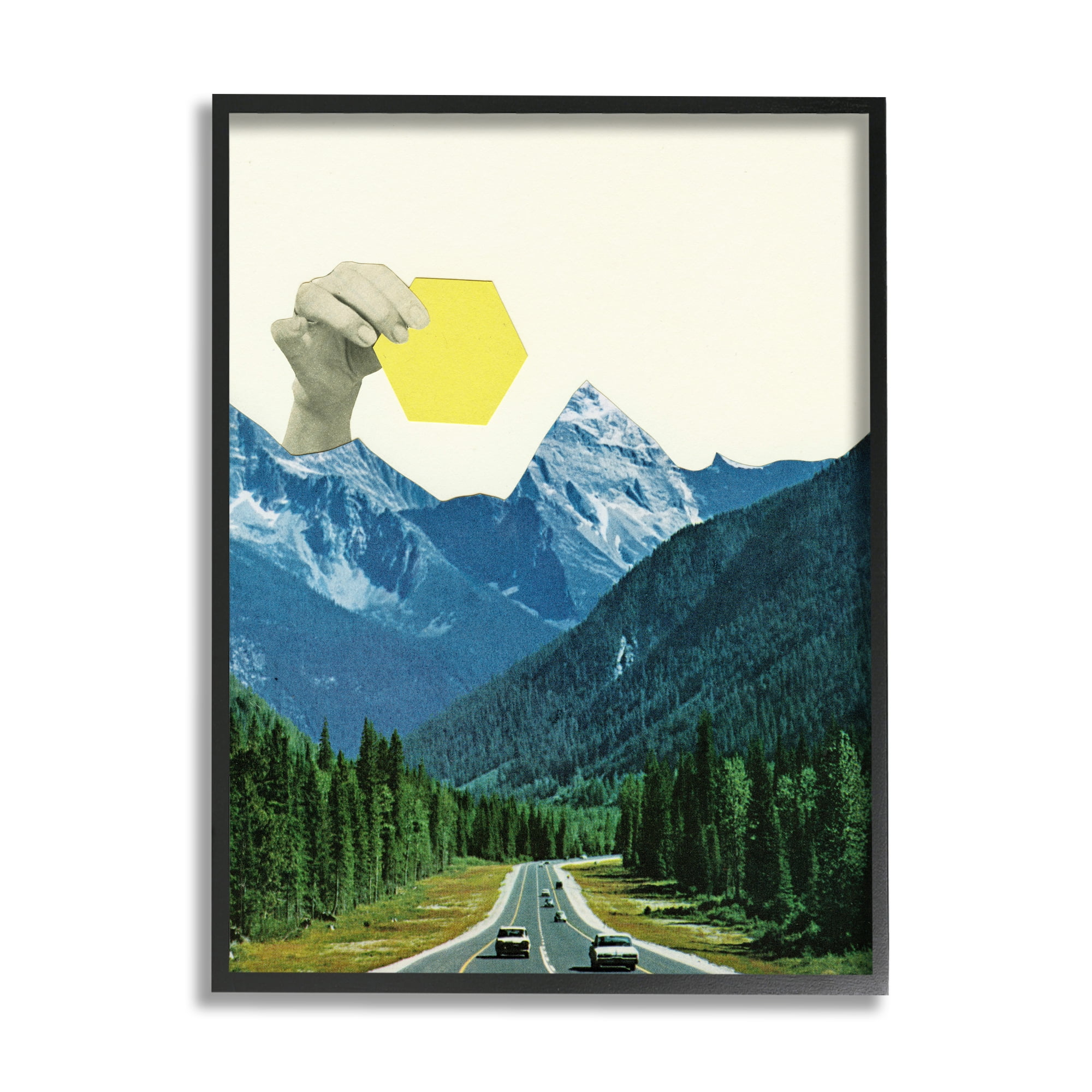 Stupell Industries Holding Sun Surreal Mountain Forest Road Landscape Framed Wall Art, 16 x 20, Design by Cassia Beck