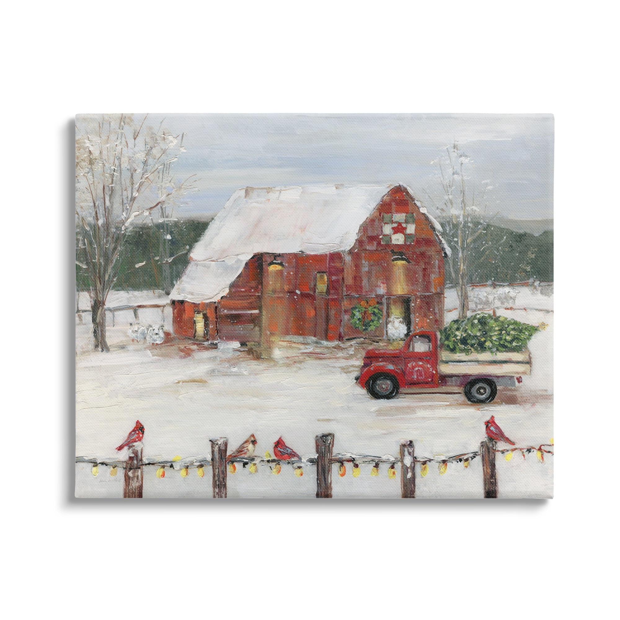 Stupell Industries Holiday Barn Winter Scene Holiday Painting Gallery Wrapped Canvas Print Wall Art