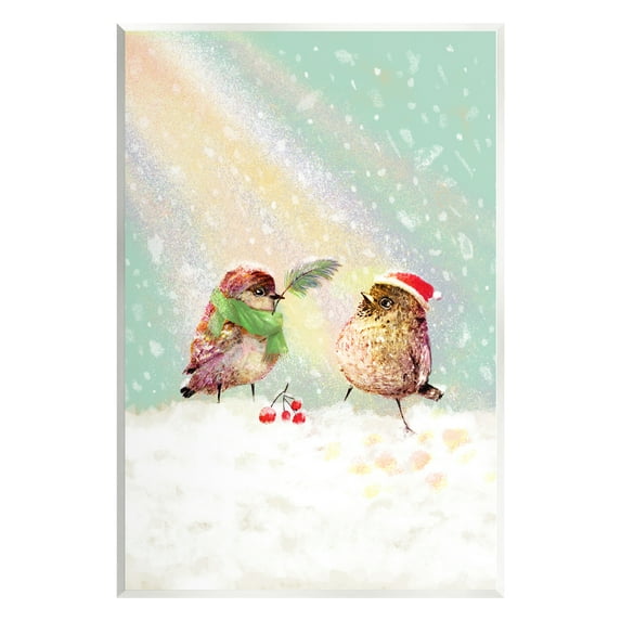 Stupell Industries Holiday Birds & Snowy Rainbow Holiday Painting Unframed Art Print Wall Art, 13 x 19