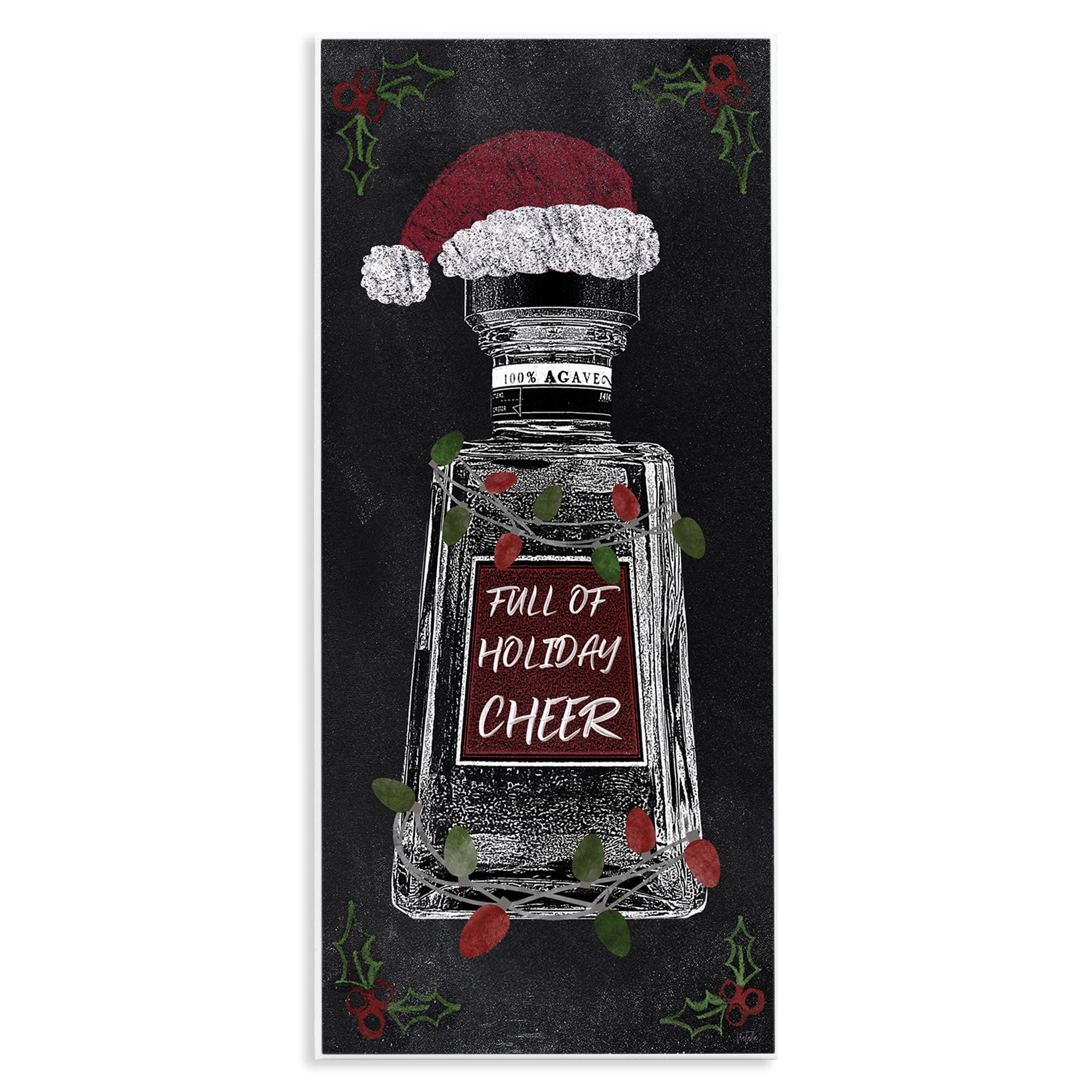 Stupell Industries Holiday Cheer Bottle Holiday Painting Unframed Art Prints Wall Art, 7 x 17