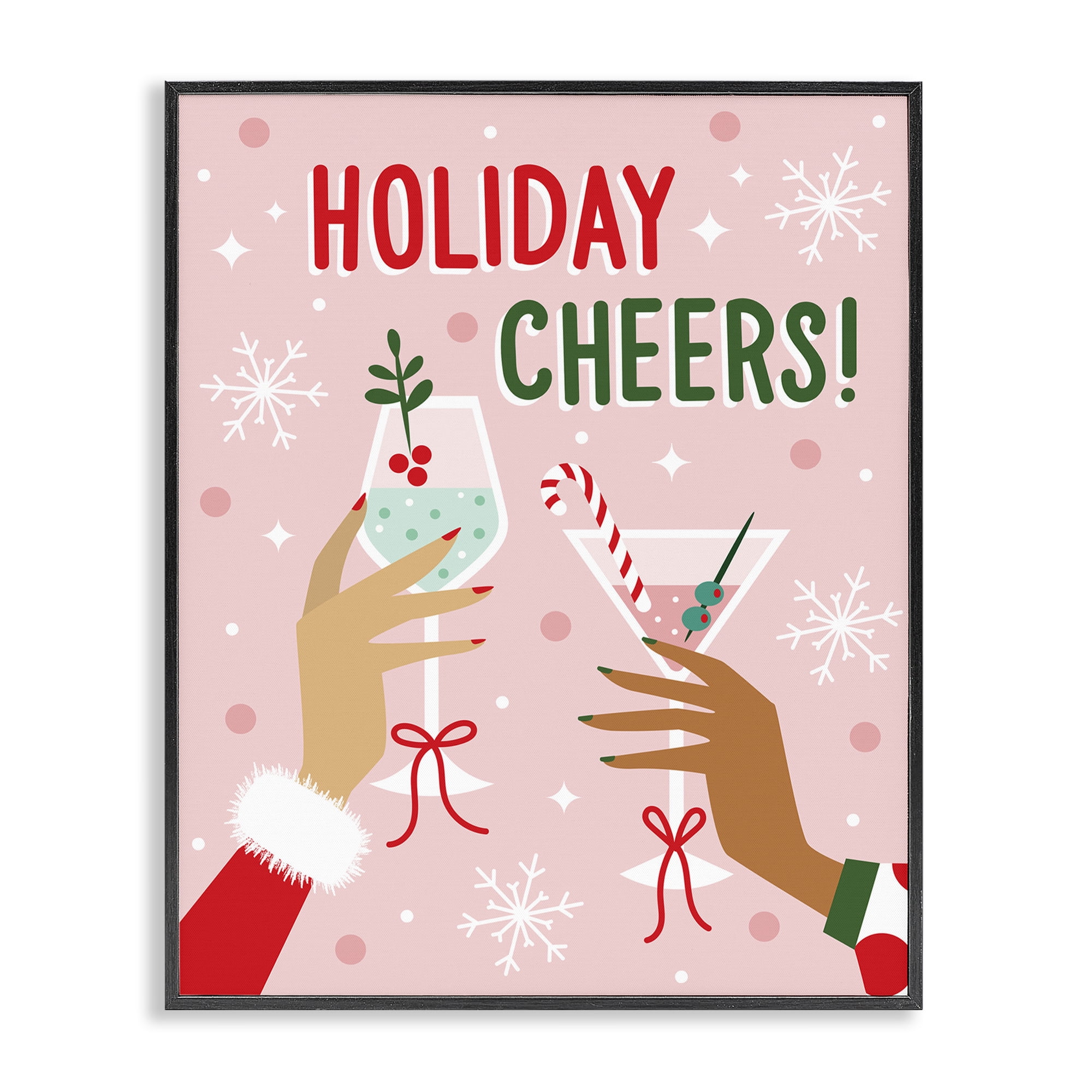 Stupell Industries - Holiday Cheers Celebratory Cocktails Black Framed Giclee Art, 16 x 20
