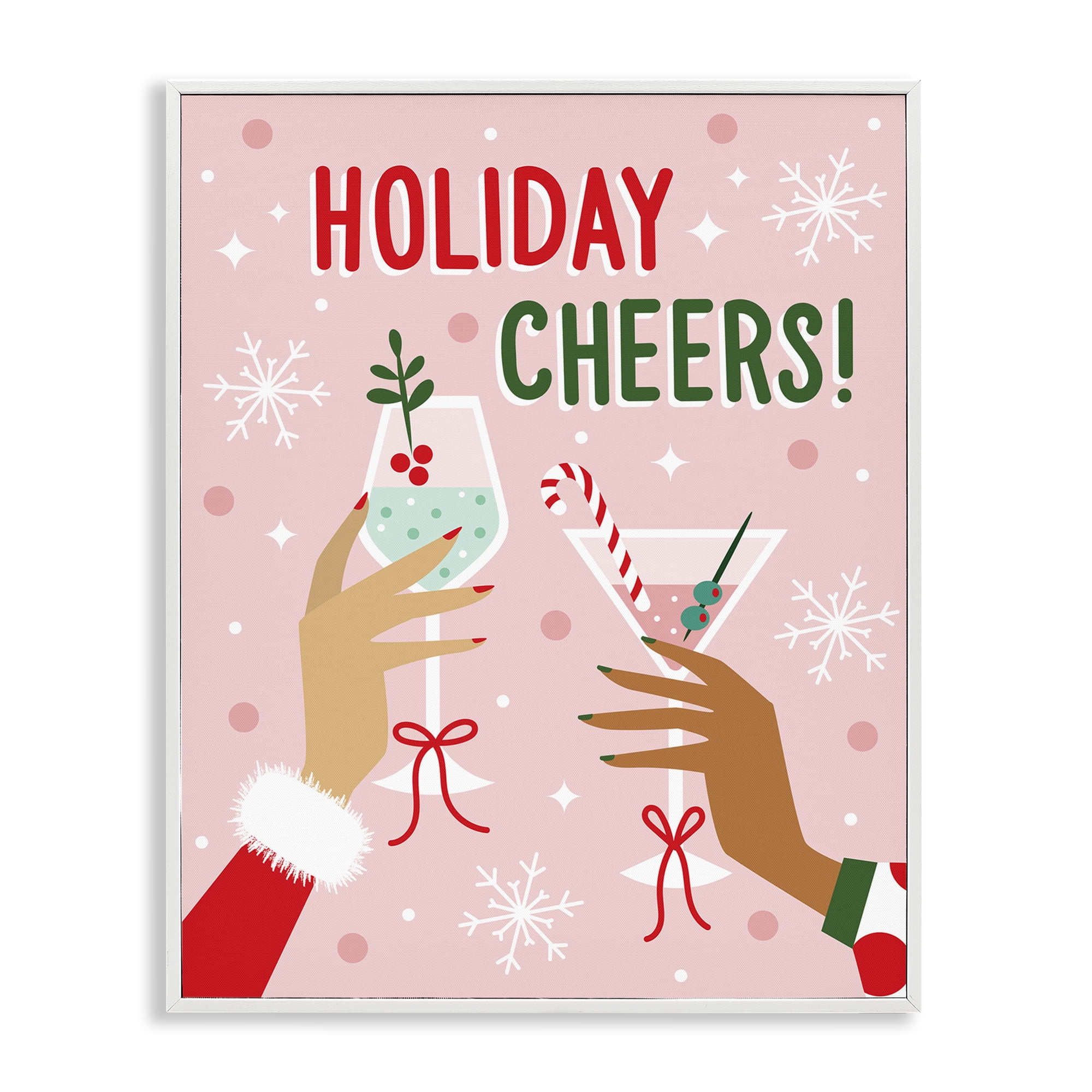 Stupell Industries - Holiday Cheers Celebratory Cocktails White Framed Giclee Art, 11 x 14