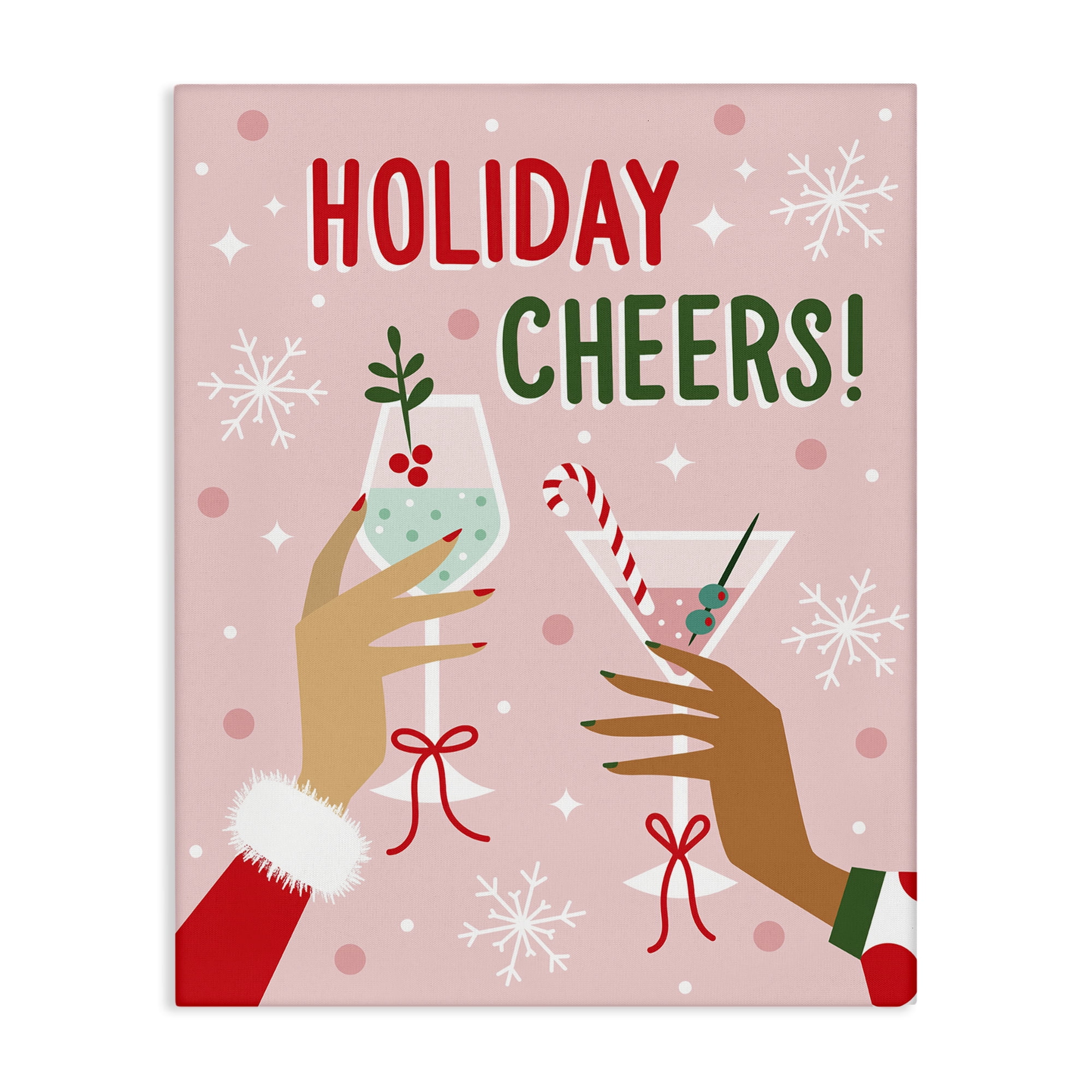 Stupell Industries Holiday Cheers with Cocktails Holiday Painting Wrapped Canvas Art Print Wall Art, 36 x 48