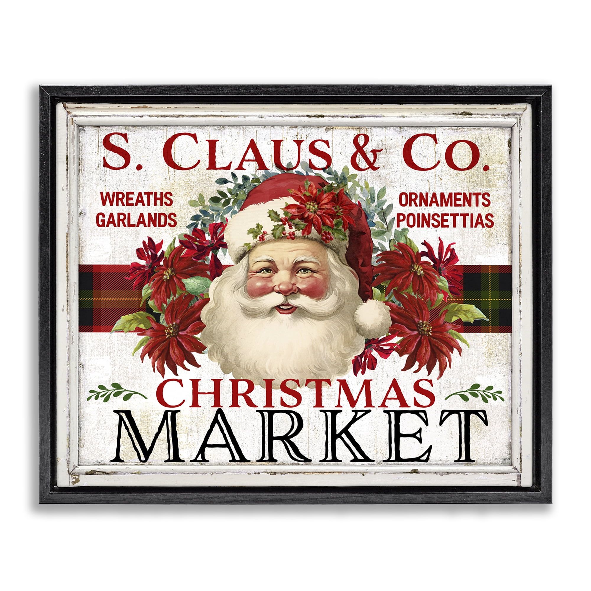 Stupell Industries Holiday Christmas Market Holiday Painting Black Floater Framed Canvas Art Prints Wall Art, 21 x 17