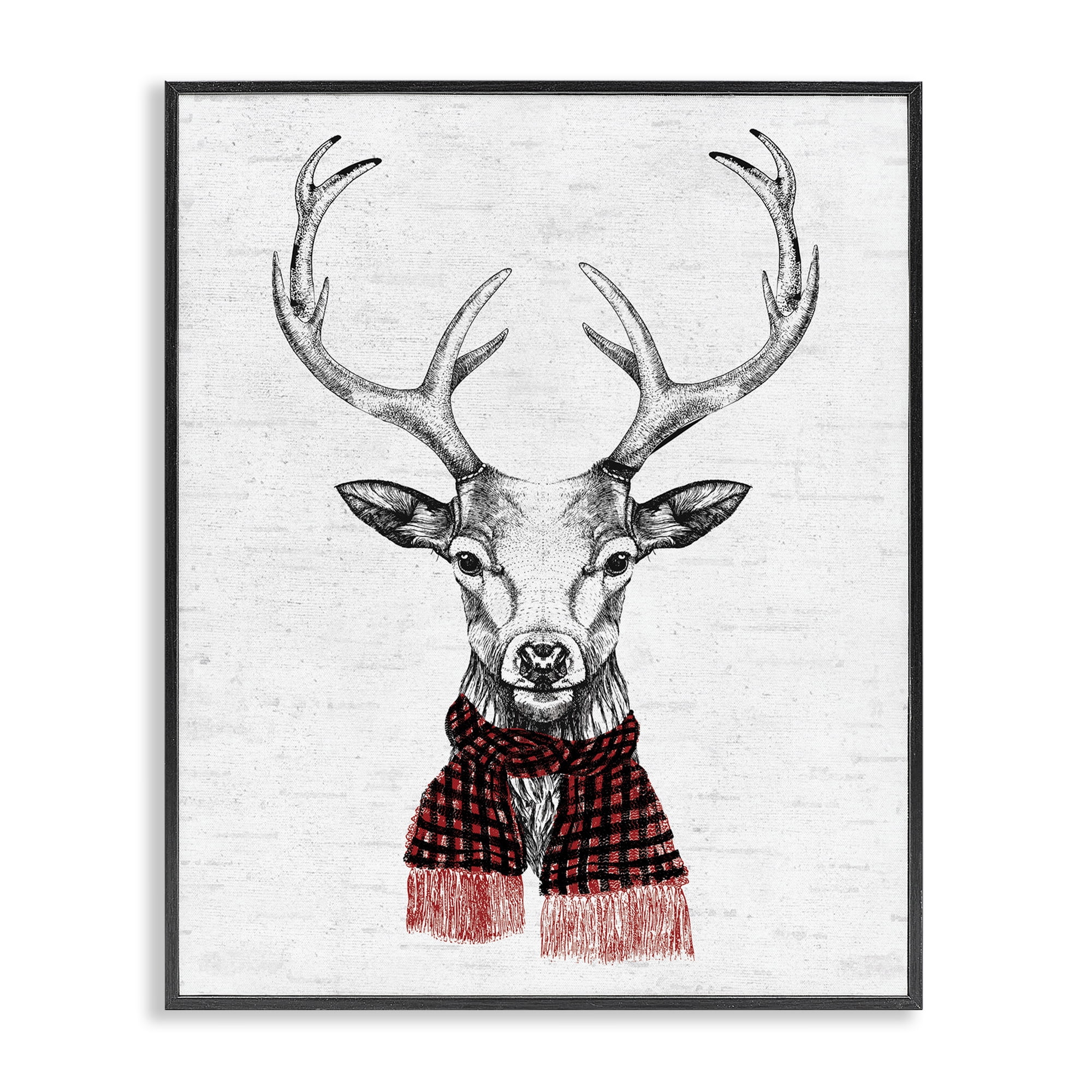 Stupell Industries Holiday Deer with Scarf Animals & Insects Painting Black Framed Art Print Wall Art, 16 x 20