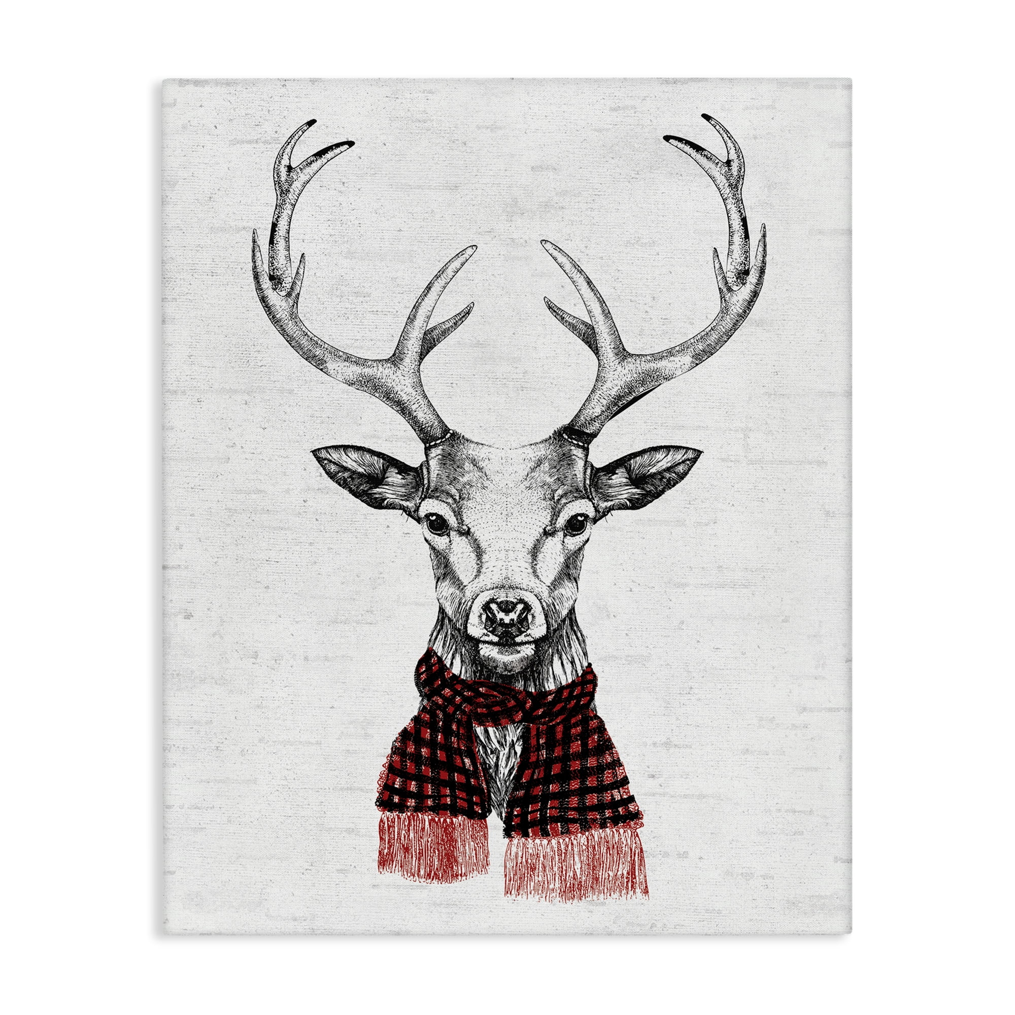 Stupell Industries Holiday Deer with Scarf Animals & Insects Painting Gallery Wrapped Canvas Art Print Wall Art, 16 x 20
