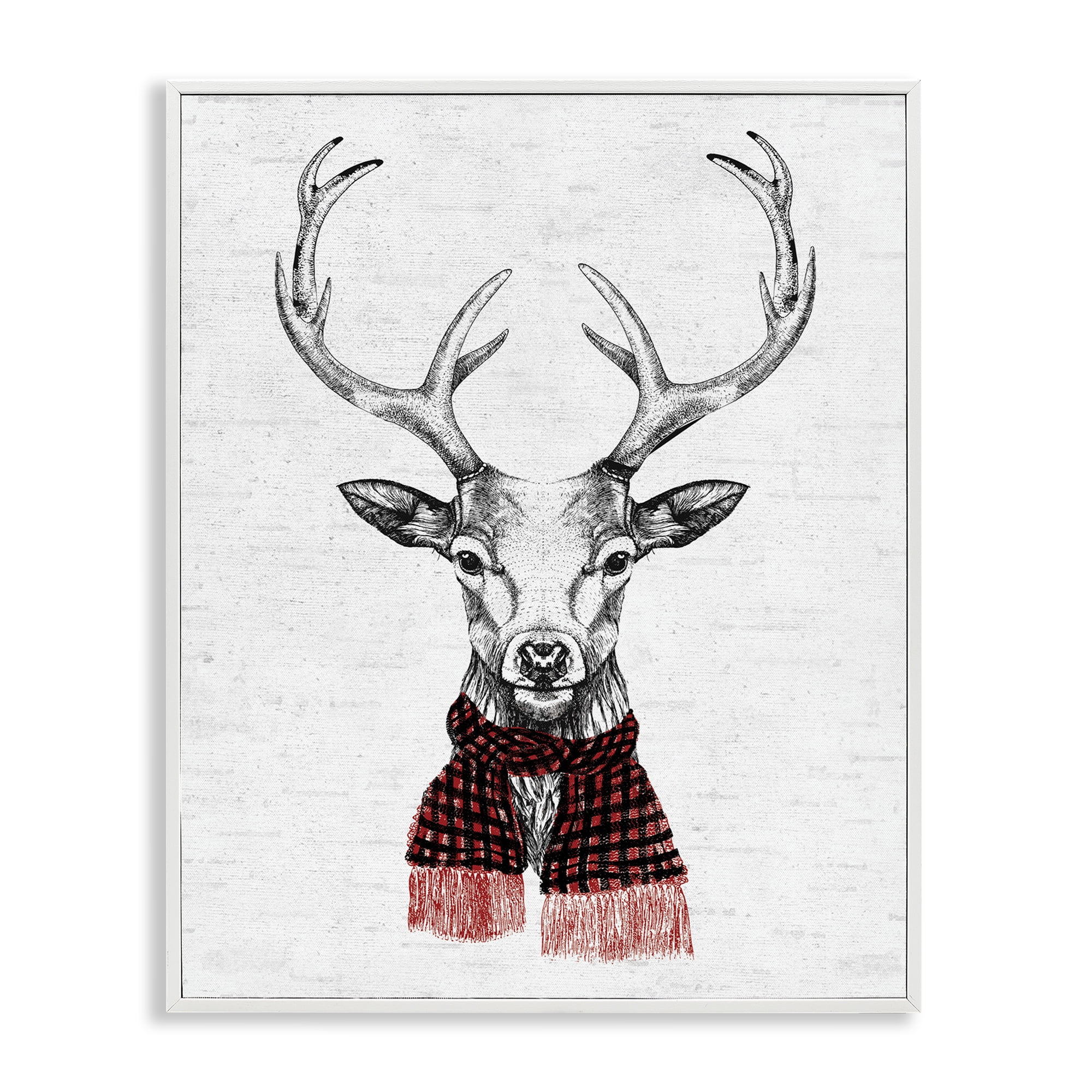 Stupell Industries Holiday Deer with Scarf Animals & Insects Painting White Framed Art Print Wall Art, 16 x 20