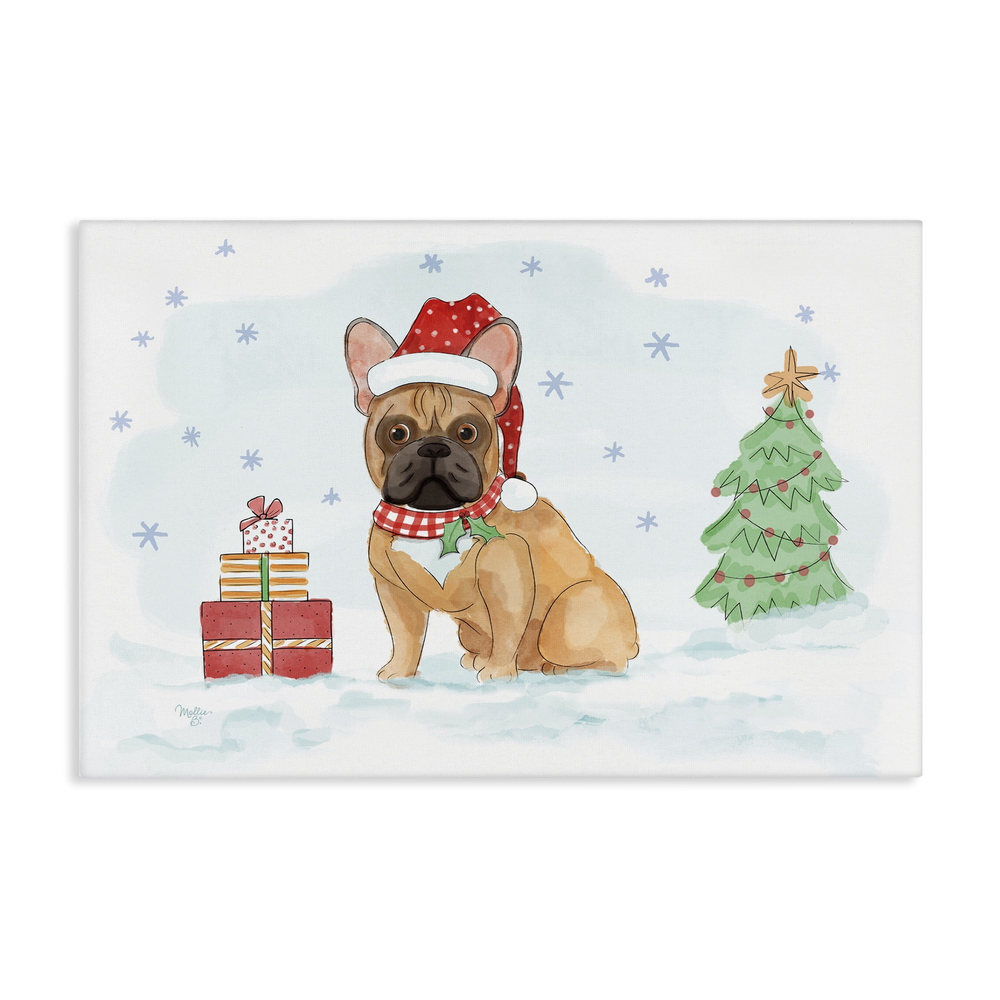 Stupell Industries Holiday Dog in Snow Holiday Painting Gallery Wrapped Canvas Art Prints Wall Art, 30 x 20