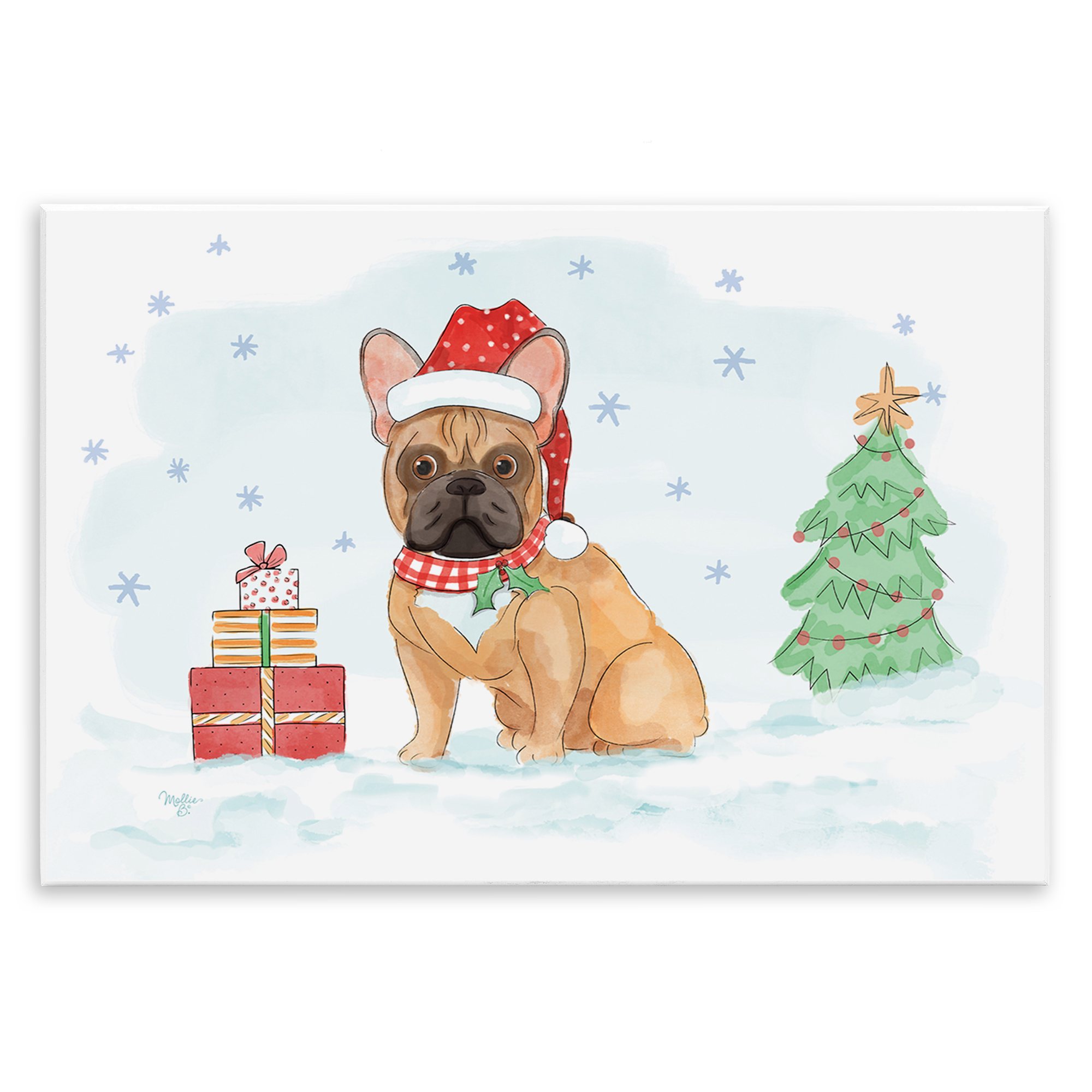 Stupell Industries Holiday Dog in Snow Holiday Painting Unframed Art Prints Wall Art, 19 x 13