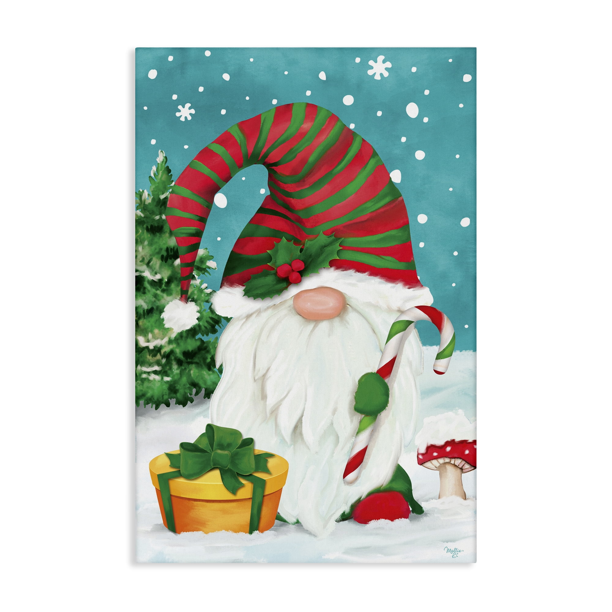 Stupell Industries Holiday Elf & Gifts Holiday Painting Gallery Wrapped Canvas Art Print Wall Art, 30 x 45
