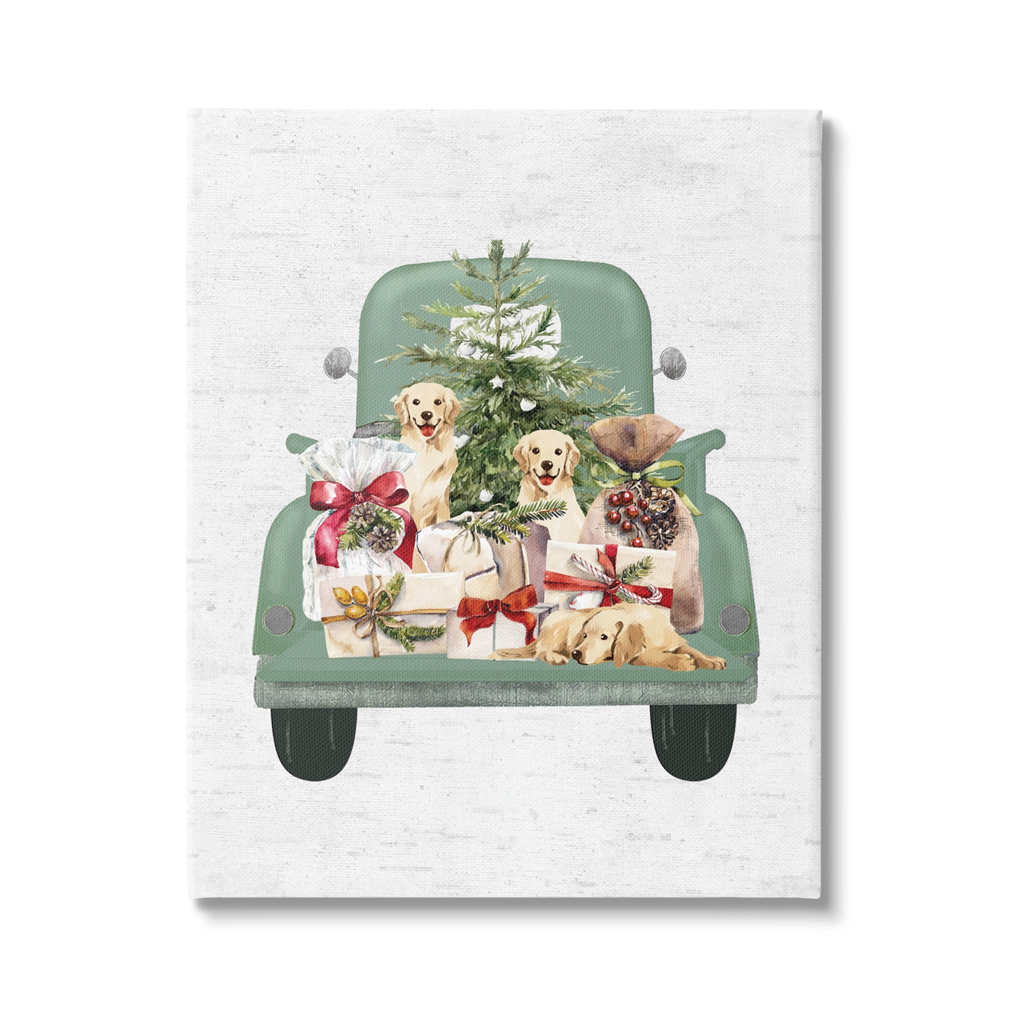 Stupell Industries Holiday Gift Truck Holiday Painting Gallery Wrapped Canvas Art Print Wall Art, 36 x 48