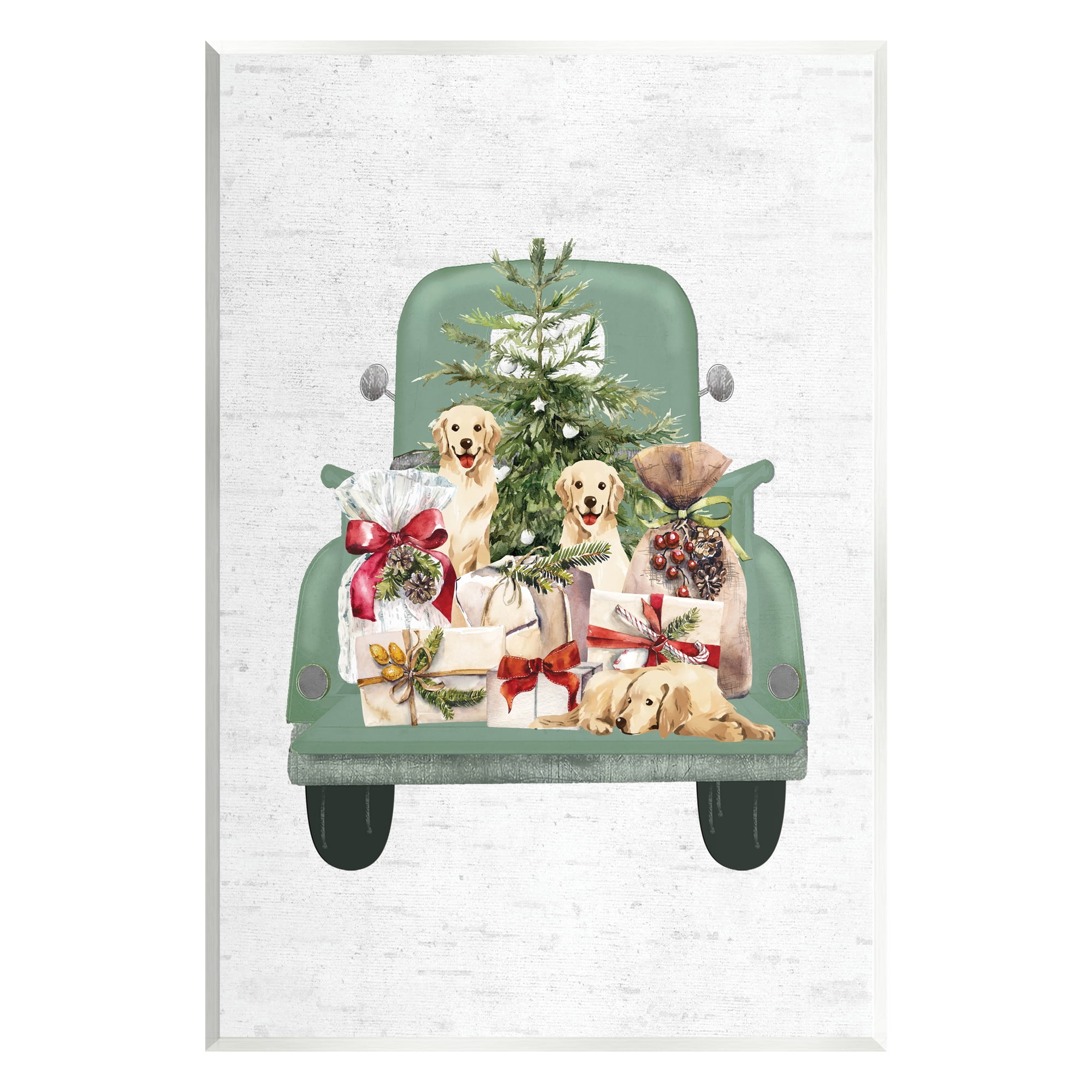 Stupell Industries Holiday Gift Truck Holiday Painting Unframed Art Print Wall Art, 10 x 15