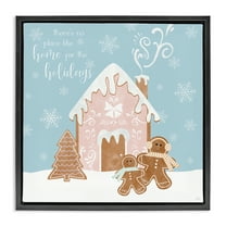 Stupell Industries Holiday Gingerbread Family Holiday Painting Black Floater Framed Canvas Art Prints Wall Art, 18 x 18