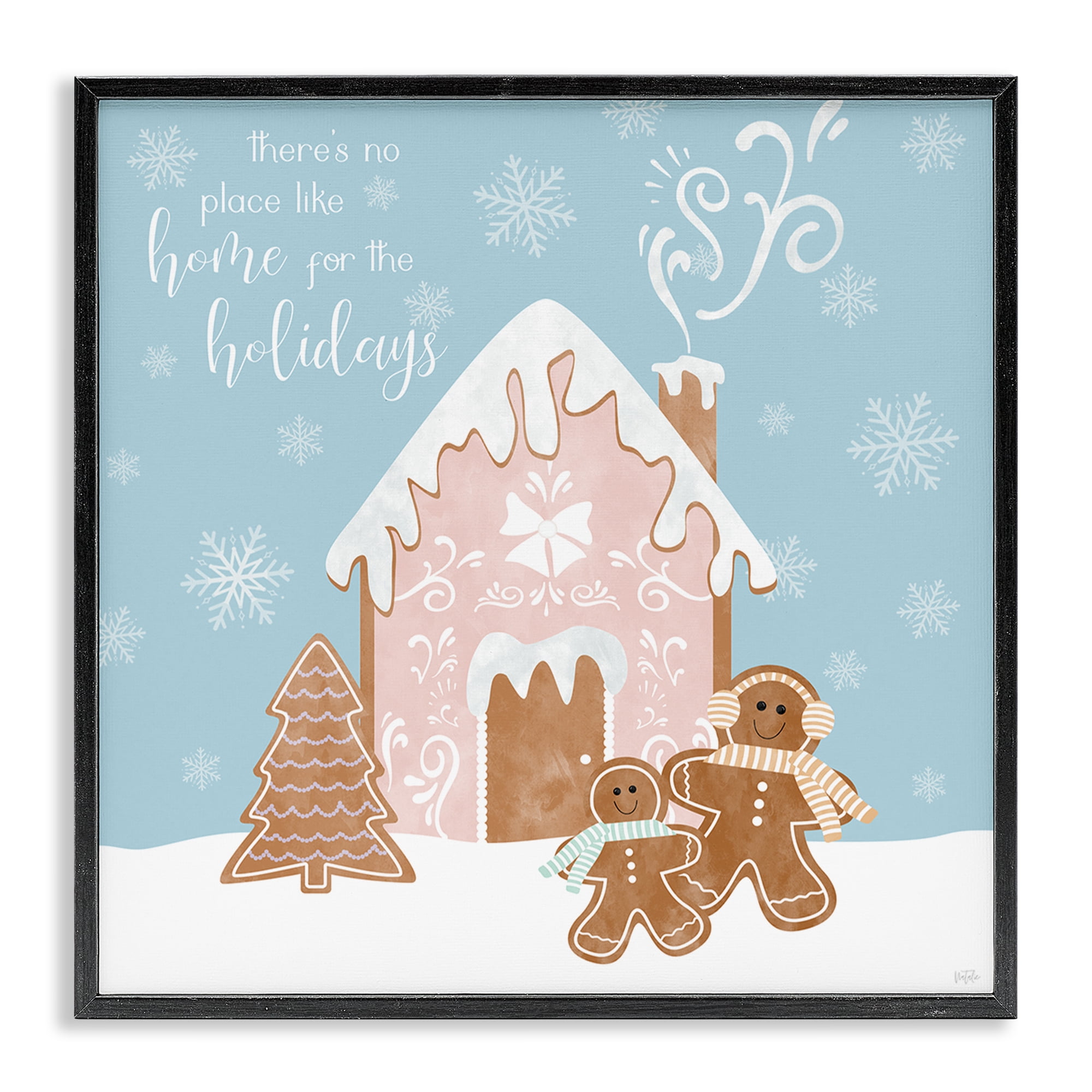 Stupell Industries Holiday Gingerbread Family Holiday Painting Black Framed Art Prints Wall Art, 17 x 17