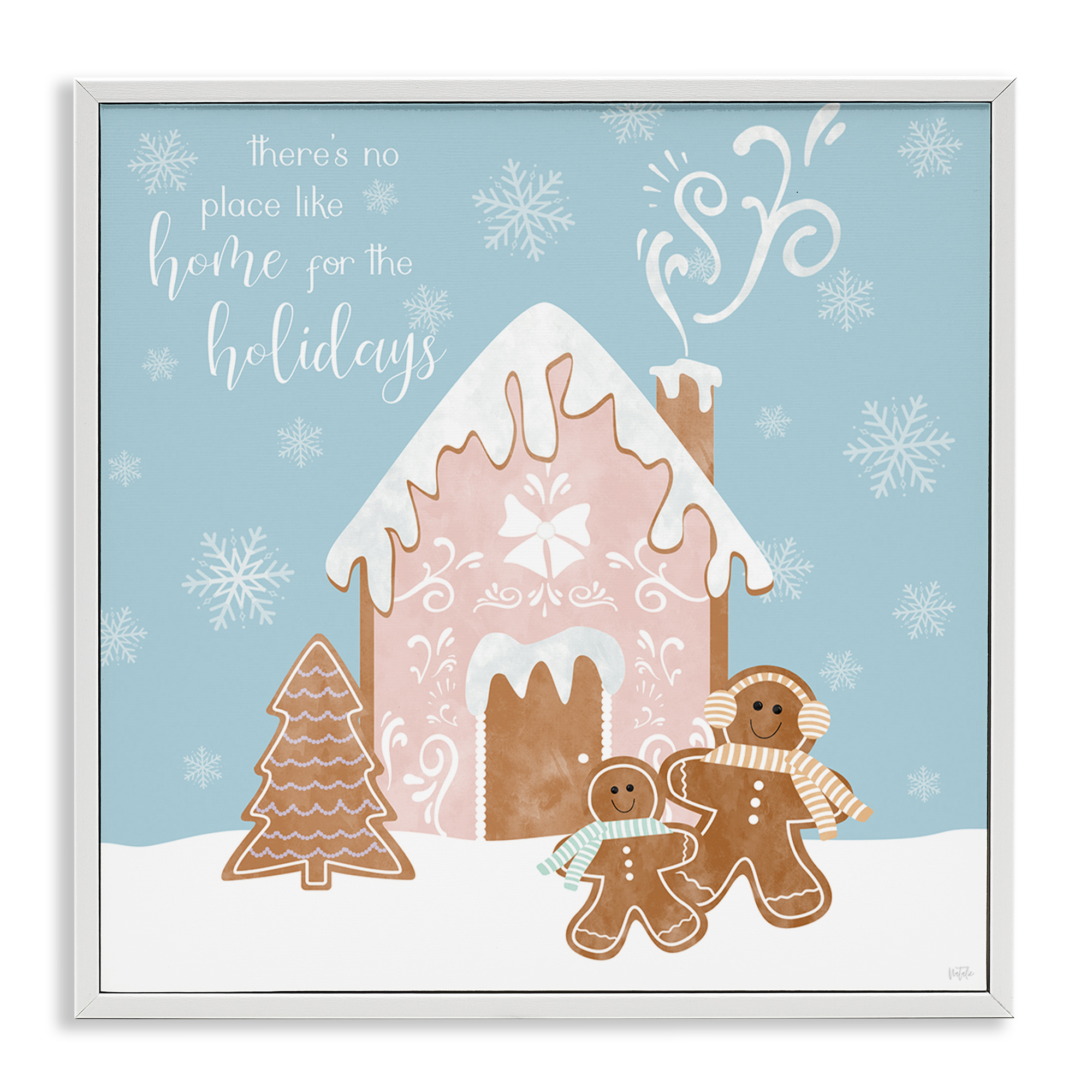 Stupell Industries Holiday Gingerbread Family Holiday Painting White Framed Art Prints Wall Art, 17 x 17