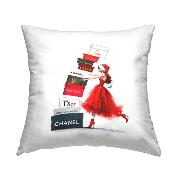 Stupell Industries Holiday Glam Shopping Boxes Decorative Printed Throw Pillow, 18 x 18