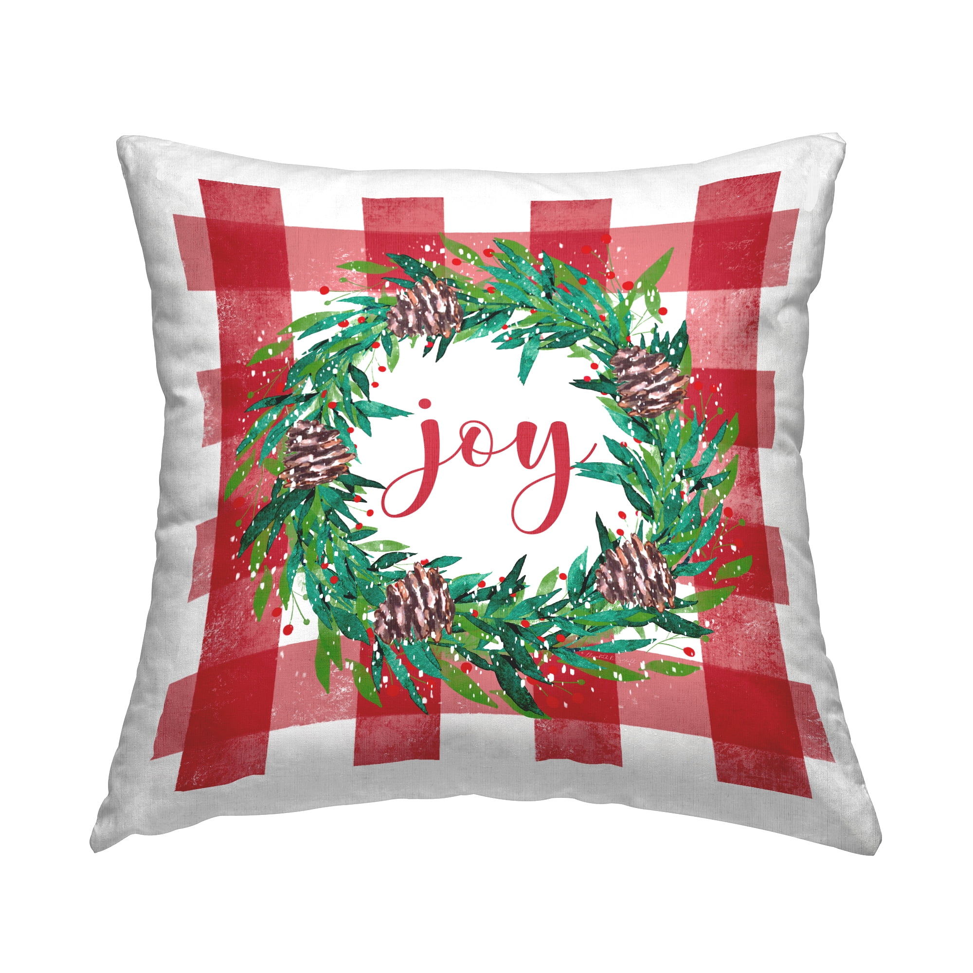 Stupell Industries Holiday Joy Tartan Wreath Printed Throw Pillow Design by Elizabeth Tyndall