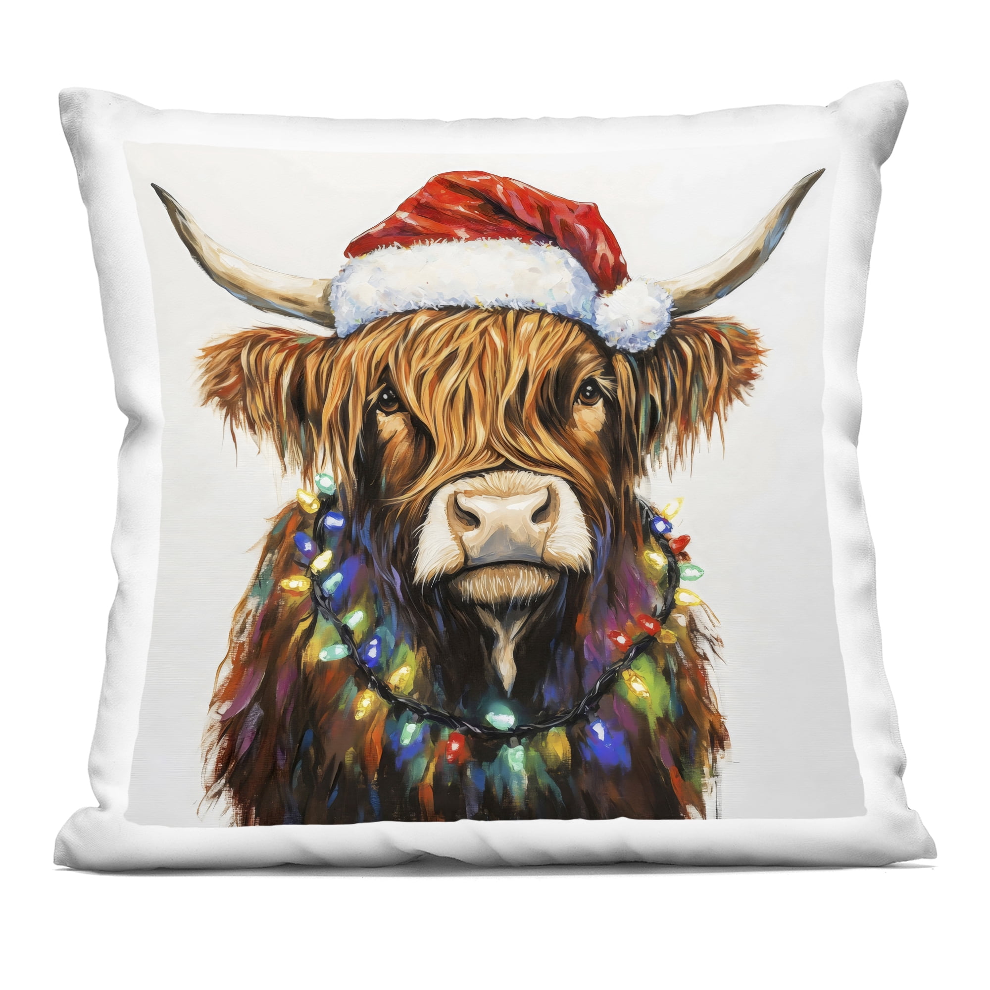 Stupell Industries Holiday Lights Bedecked Highland Decorative Printed Throw Pillow, design by Petal Prints Design