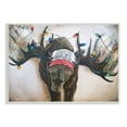 thumbnail image 1 of Stupell Industries Holiday Lights Moose Antlers Deck The Halls Hat Wood Wall Art, 15 x 10, Design by Kamdon Kreations, 1 of 5