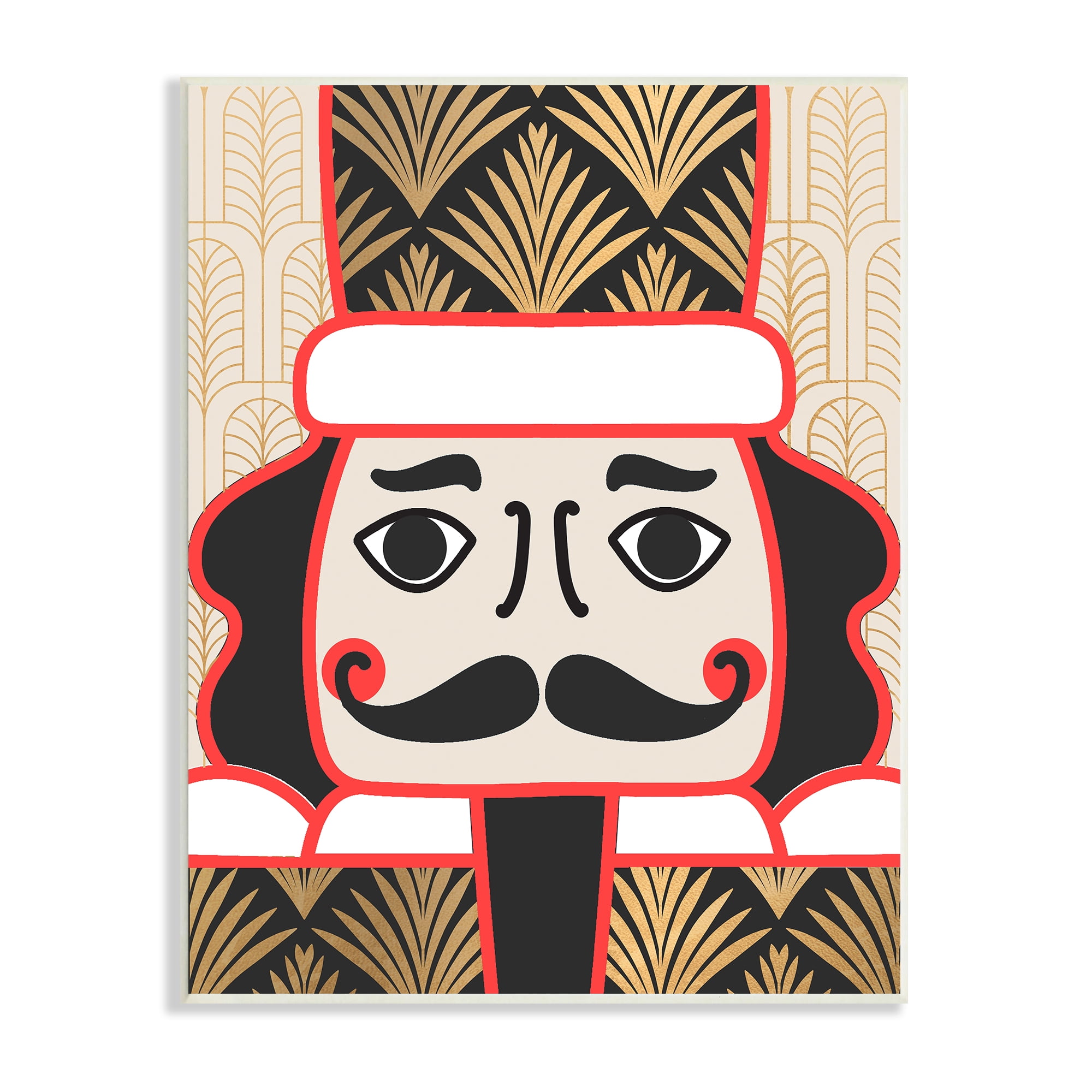 Holiday Nutcracker Geometric Glam Wall Plaque in Black and Gold
