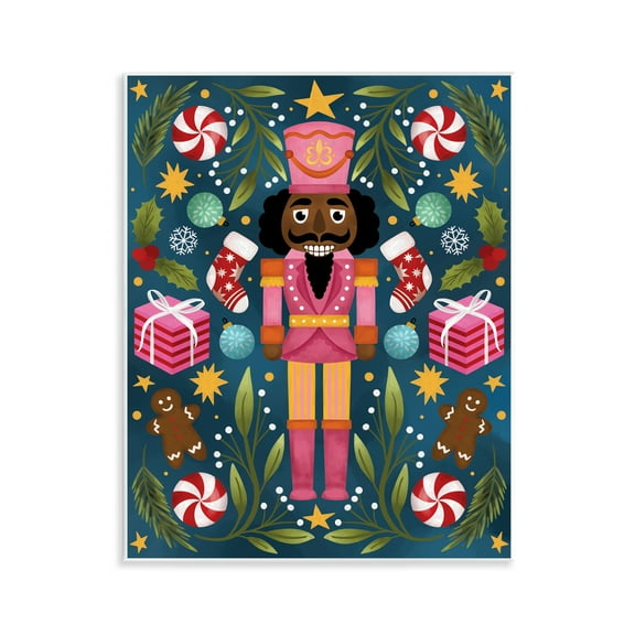 Stupell Industries Holiday Nutcracker with Festive Treats Holiday Painting Unframed Art Print Wall Art, 11 x 14