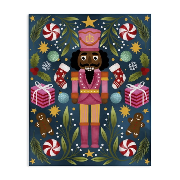 Stupell Industries Holiday Nutcracker with Festive Treats Holiday Painting Wrapped Canvas Canvas Art Print Wall Art, 30 x 40