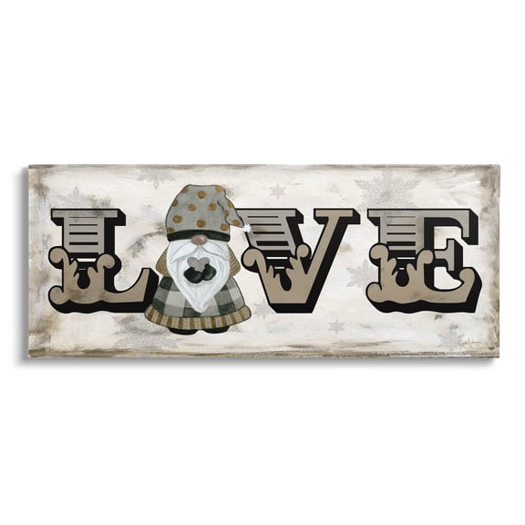 Stupell Industries Holiday Patterned Love Gnome Graphic Art Gallery Wrapped Canvas Print Wall Art, Design by Livi Finn