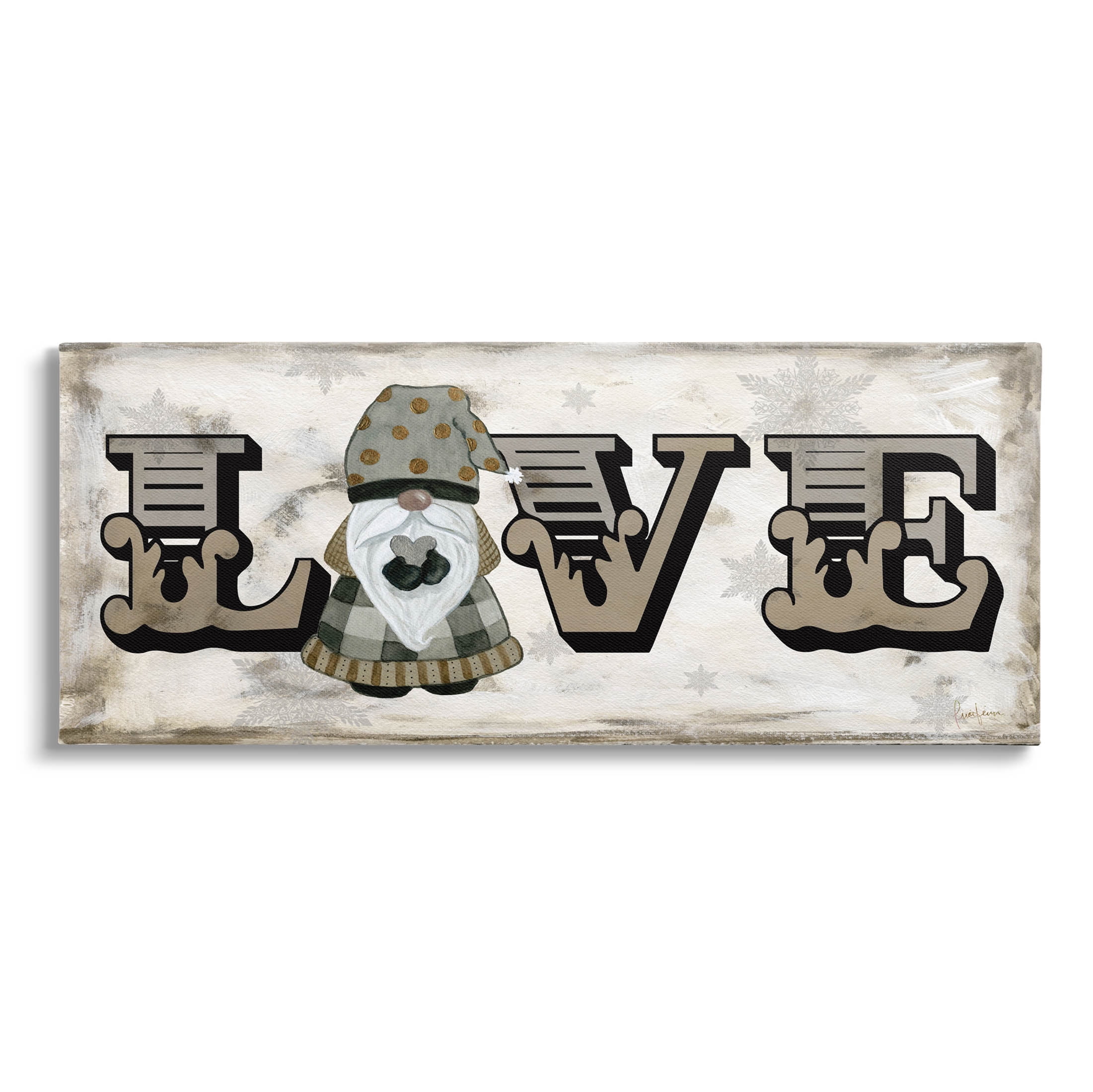 Stupell Industries Holiday Patterned Love Gnome Graphic Art Gallery Wrapped Canvas Print Wall Art, Design by Livi Finn
